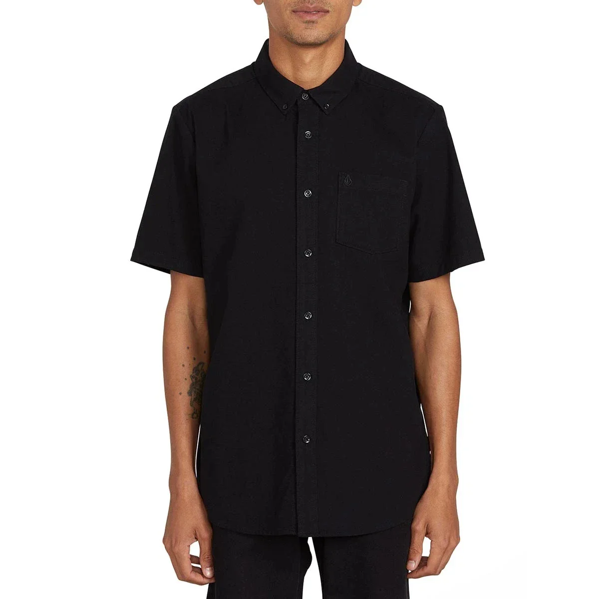 Volcom Everett Oxford Shirt Men's Black Short Sleeve Button-Down RED840 - Image 3