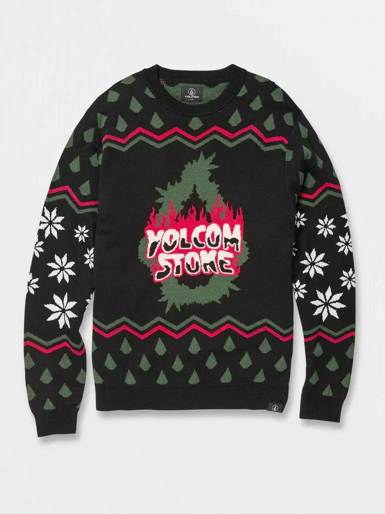 Volcom Holi Dazed Sweater Men's Multicolor Knitted Printed Pullover RED460