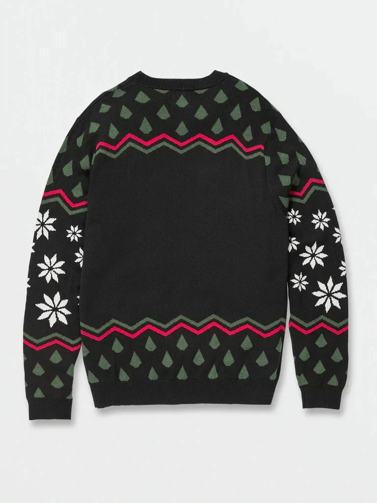 Volcom Holi Dazed Sweater Men's Multicolor Knitted Printed Pullover RED460 - Image 2