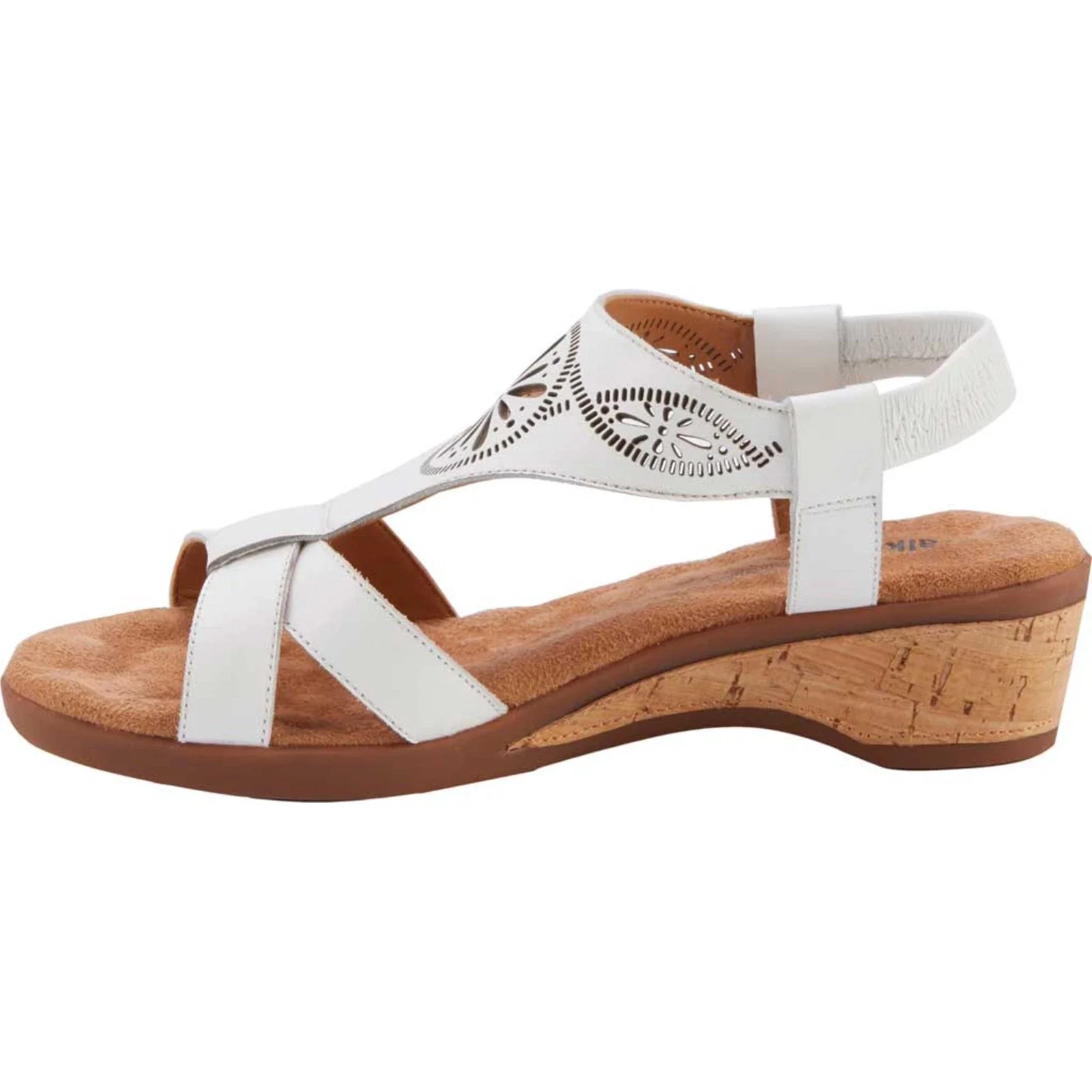 Walking Cradles Kiera Sandals Women'sWhite Leather Cutout Wedge Heel HTAT1203 - Image 4
