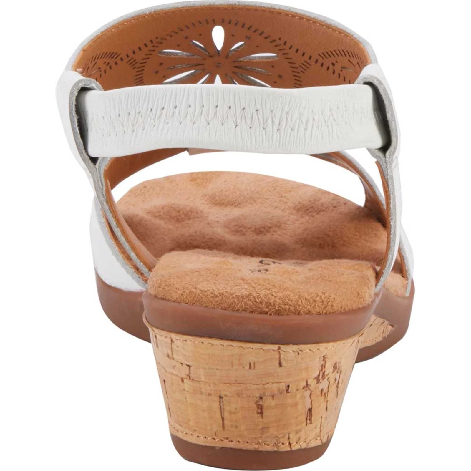 Walking Cradles Kiera Sandals Women'sWhite Leather Cutout Wedge Heel HTAT1203 - Image 5