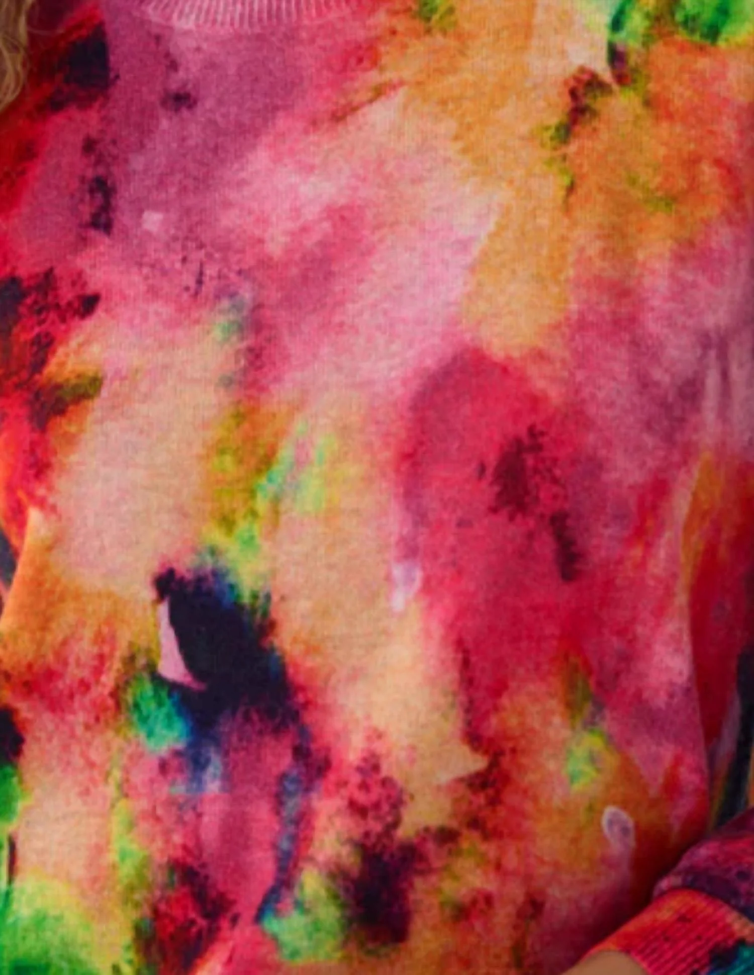 Watercolor Print Relaxed Fit Sweater In Multi Combo - Image 2