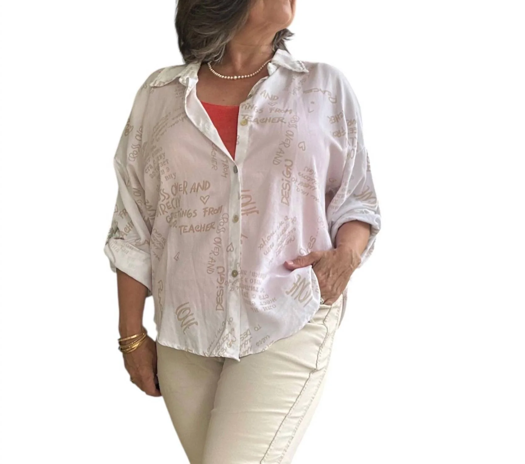 Whispering Canvas Shirt In White - Image 2