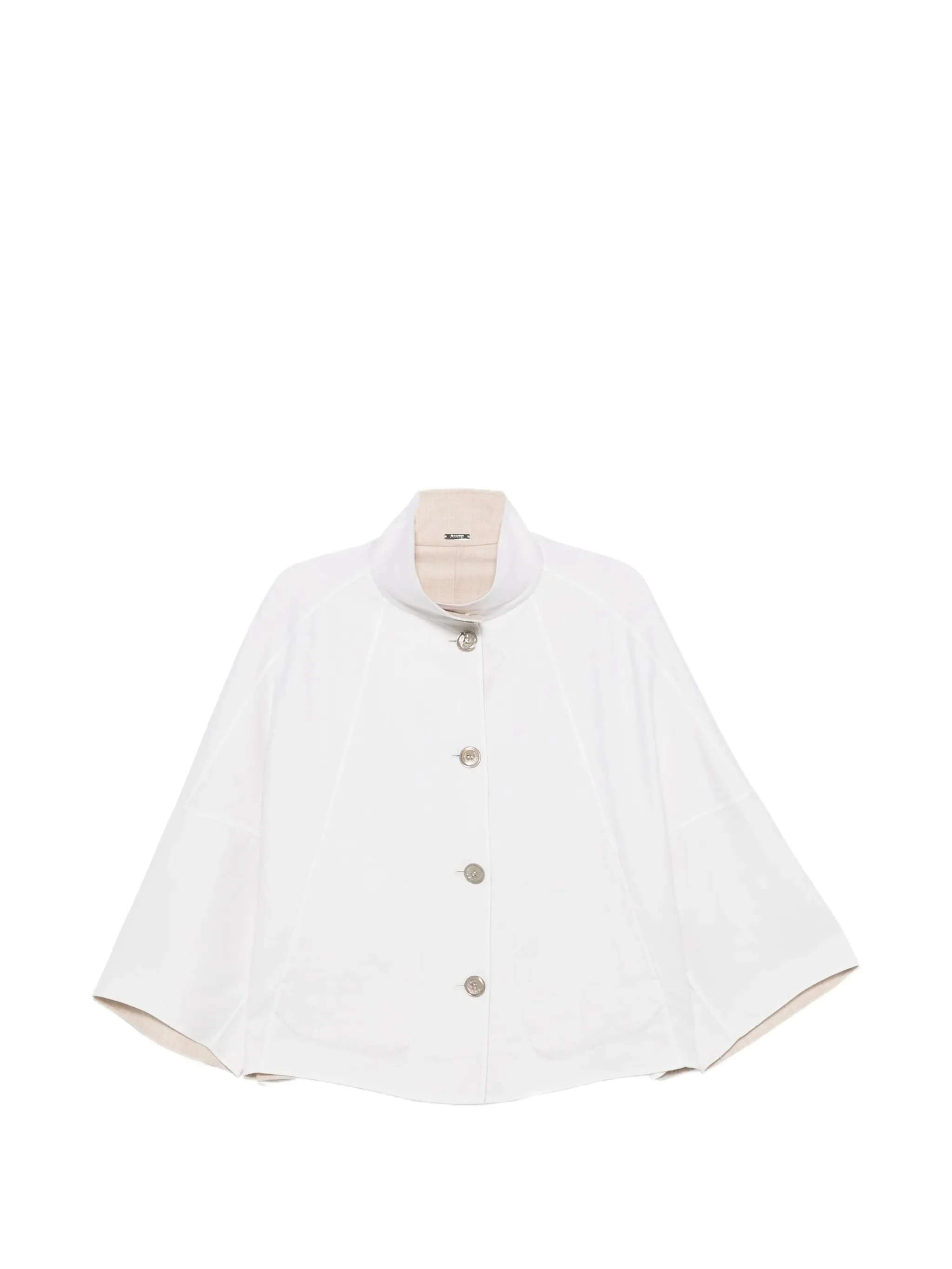 White Boxy Short Jacket With Wide Sleeves