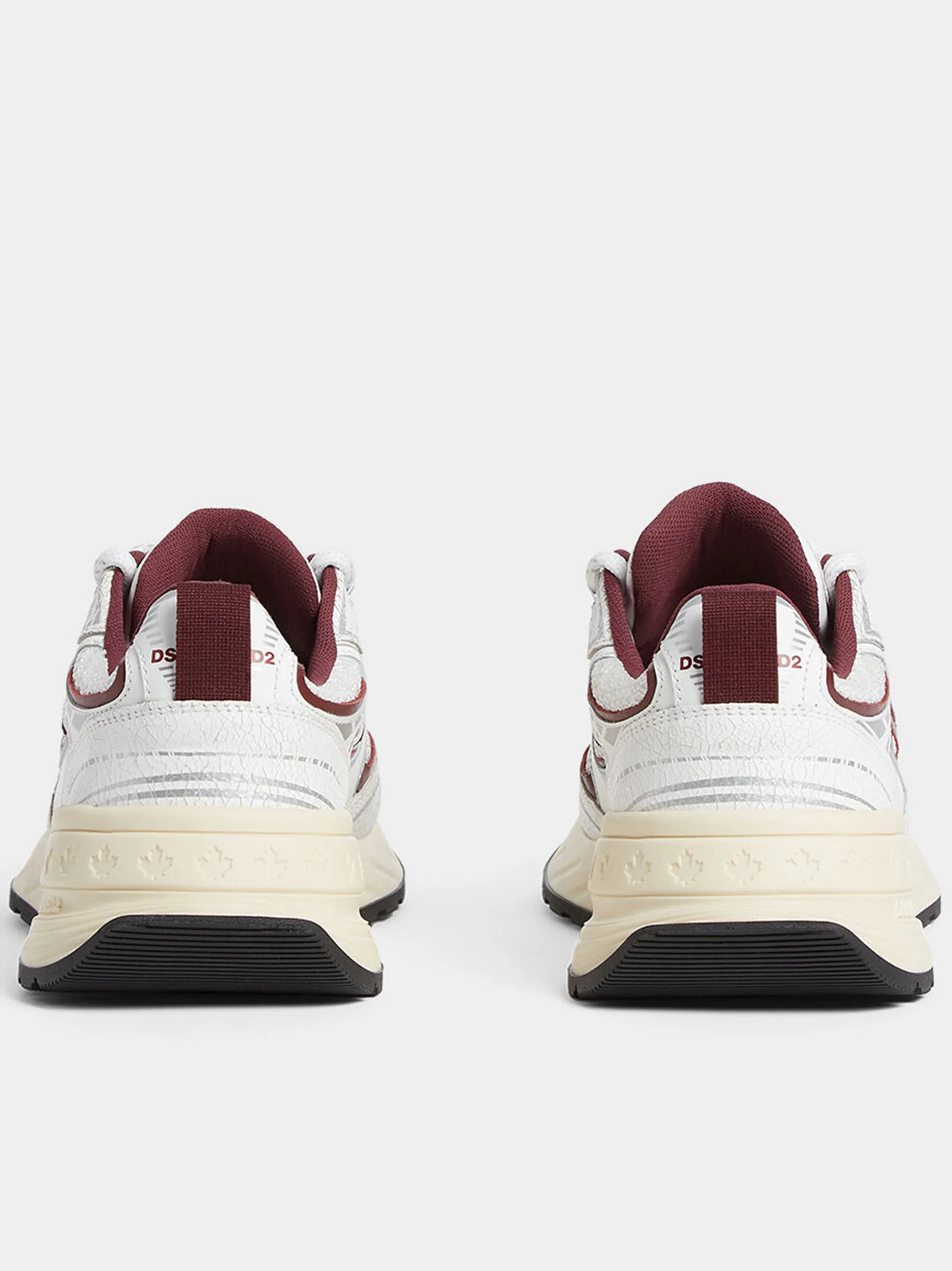 White Burgundy Trimmed Maple Leaf Sneakers - Image 3