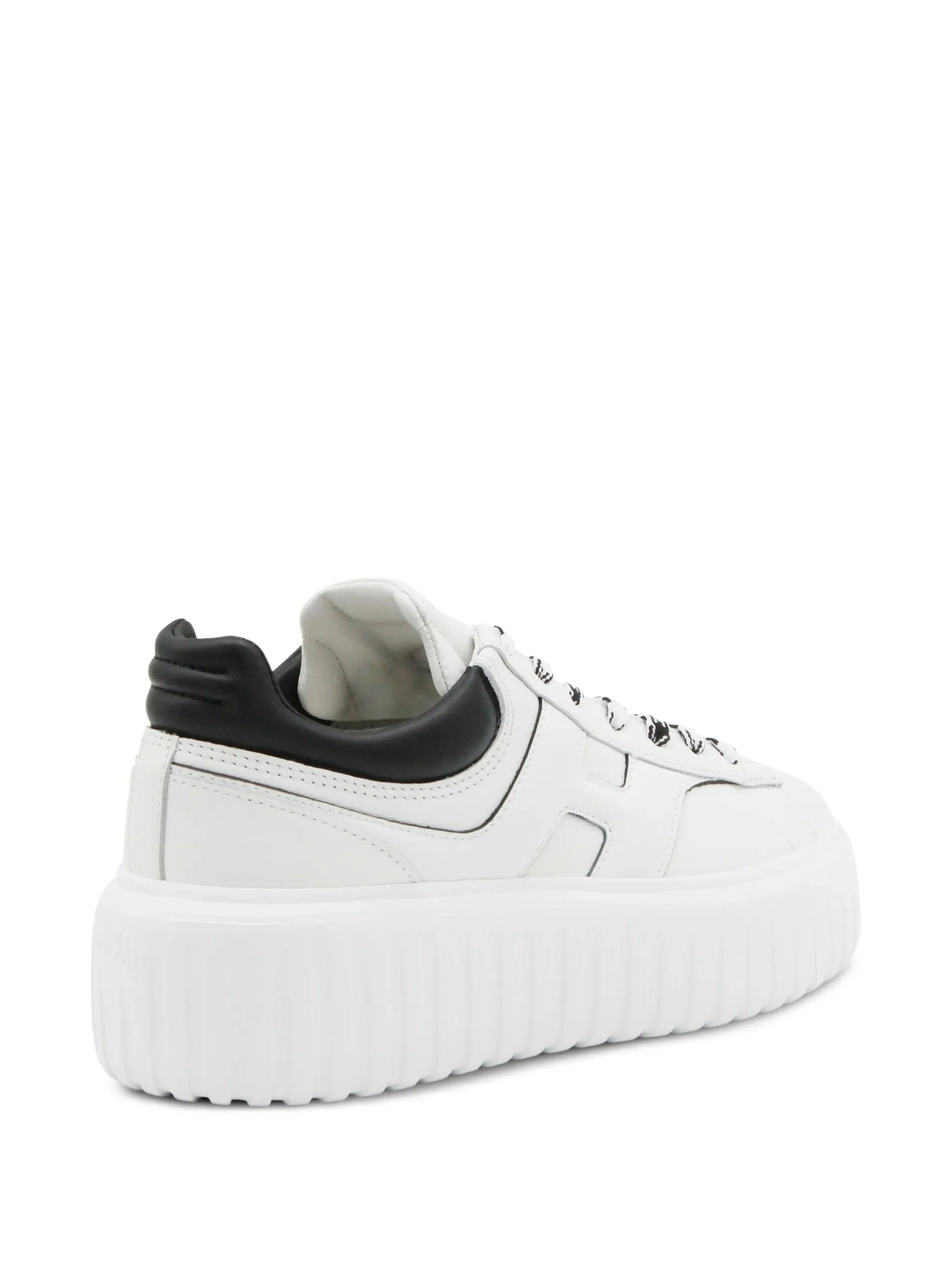 White Chunky Sole Black Accent Sneakers - Image 3