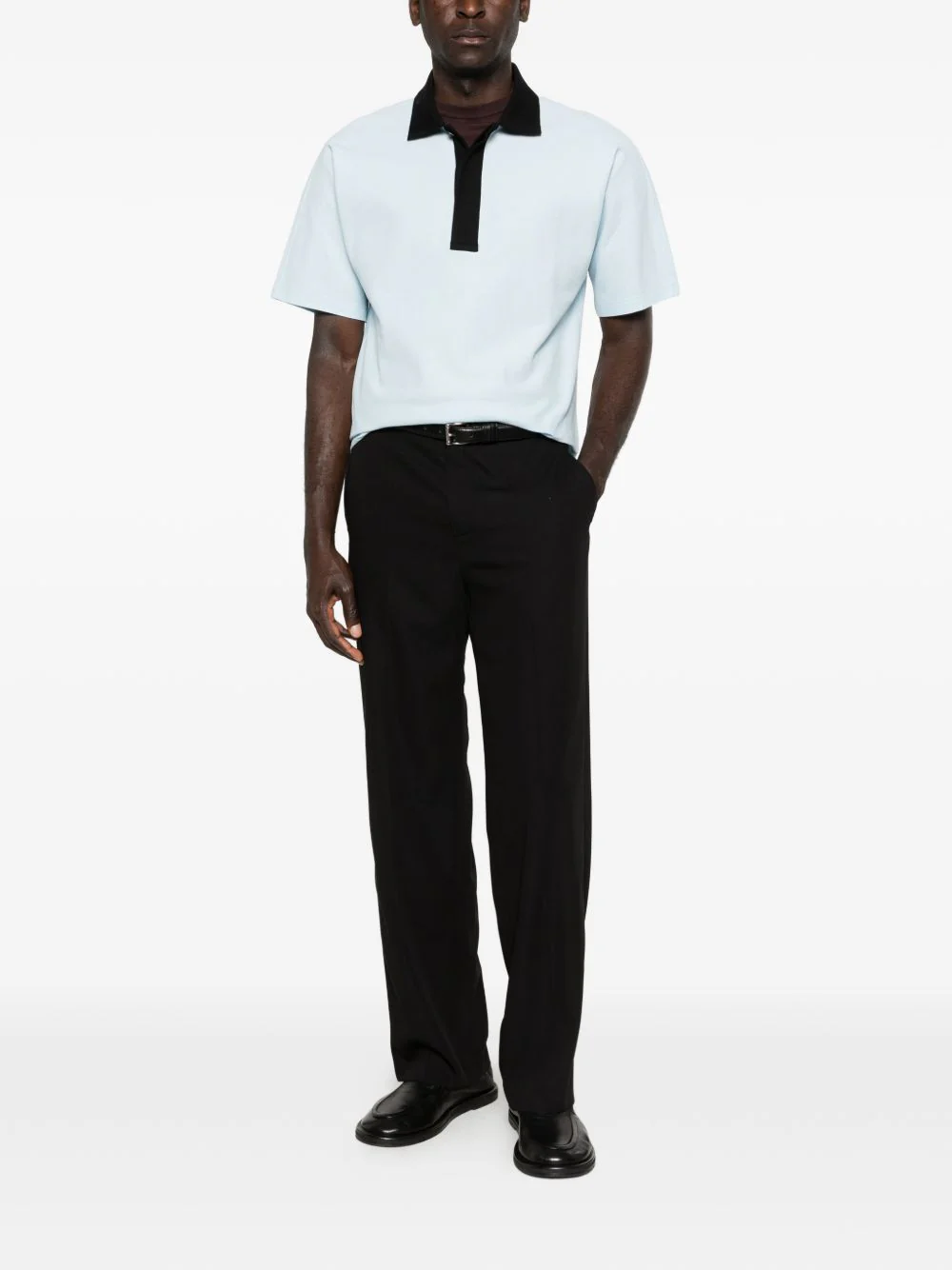 White Contrast Collar Short Sleeve Polo - Image 2