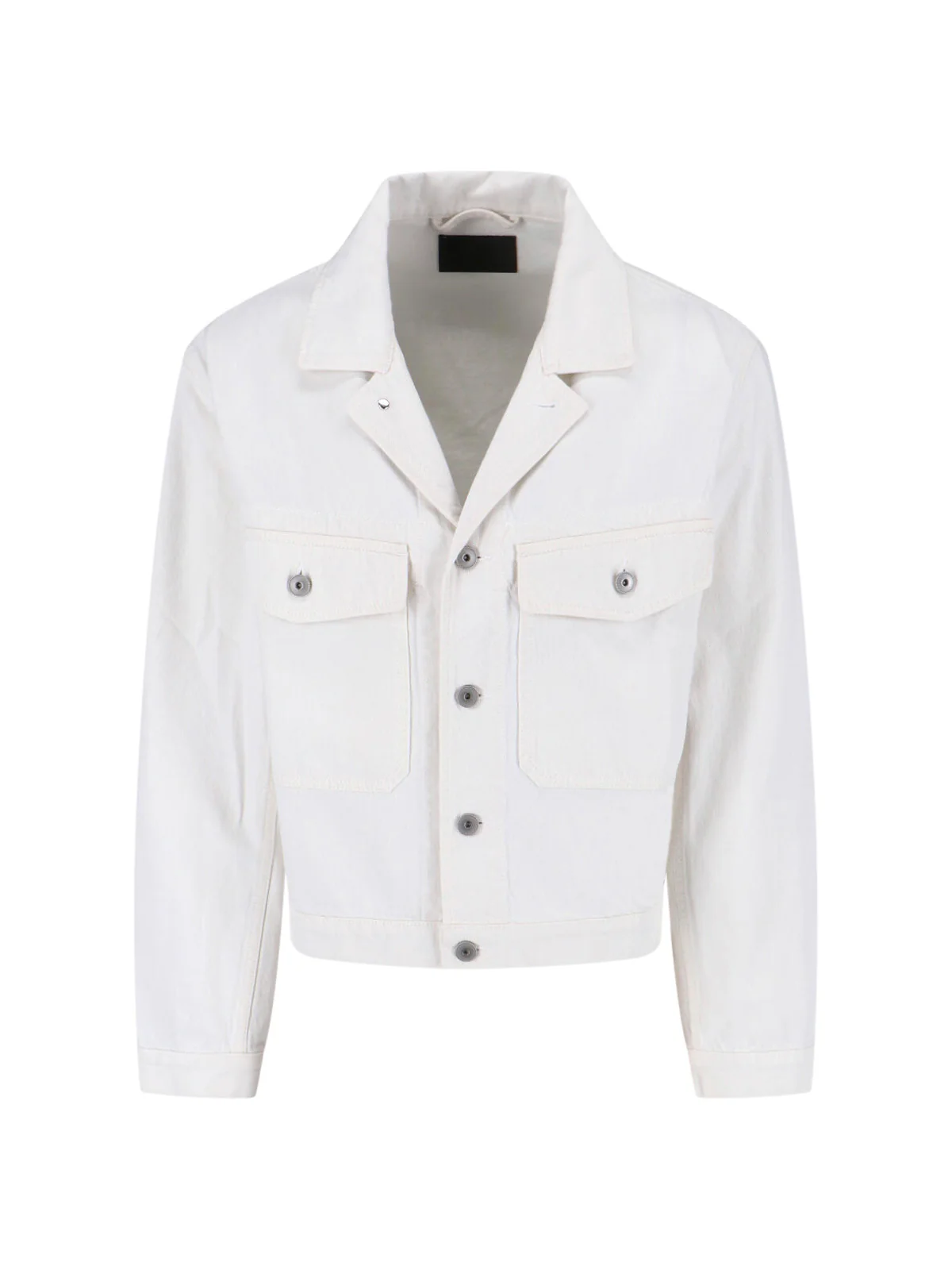 White Cropped Trucker Cotton Jacket