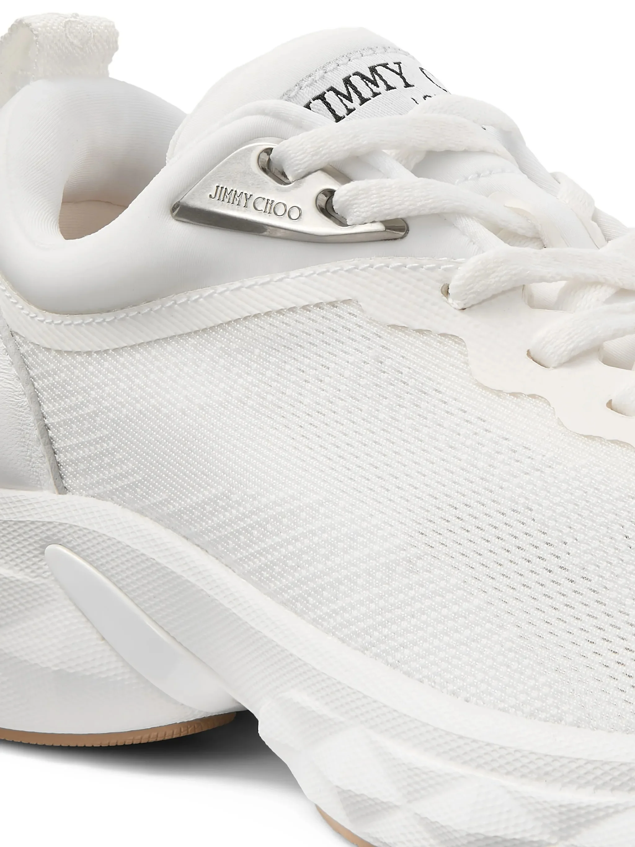 White Diamond Sculpted Mesh Sneakers - Image 5