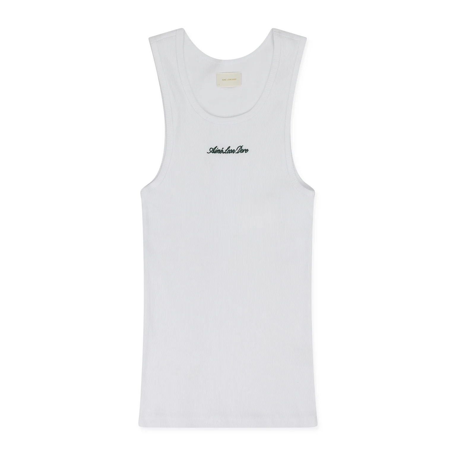 White Embroidered Logo Tank Top