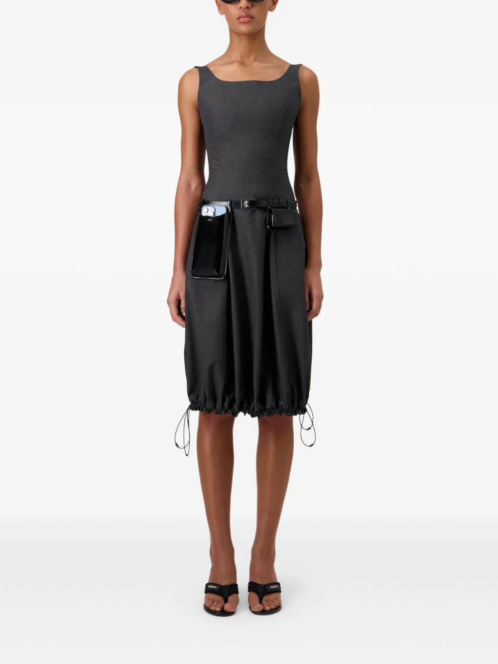 White Fitted Bodice Bubble Hem Dress - Image 2