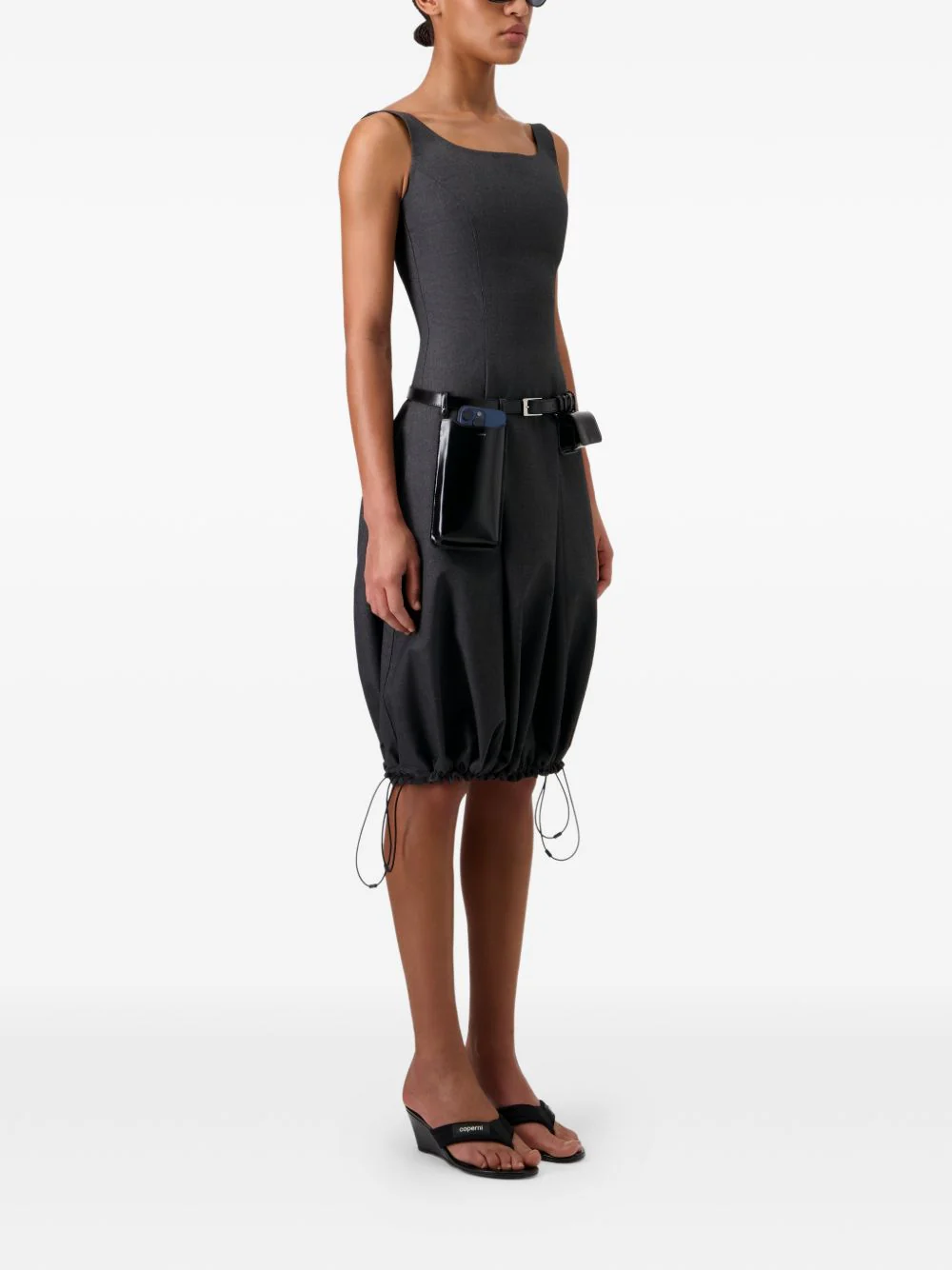 White Fitted Bodice Bubble Hem Dress - Image 3