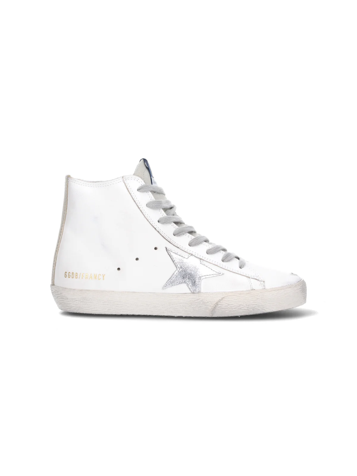White Francy Distressed Calf Leather Sneakers