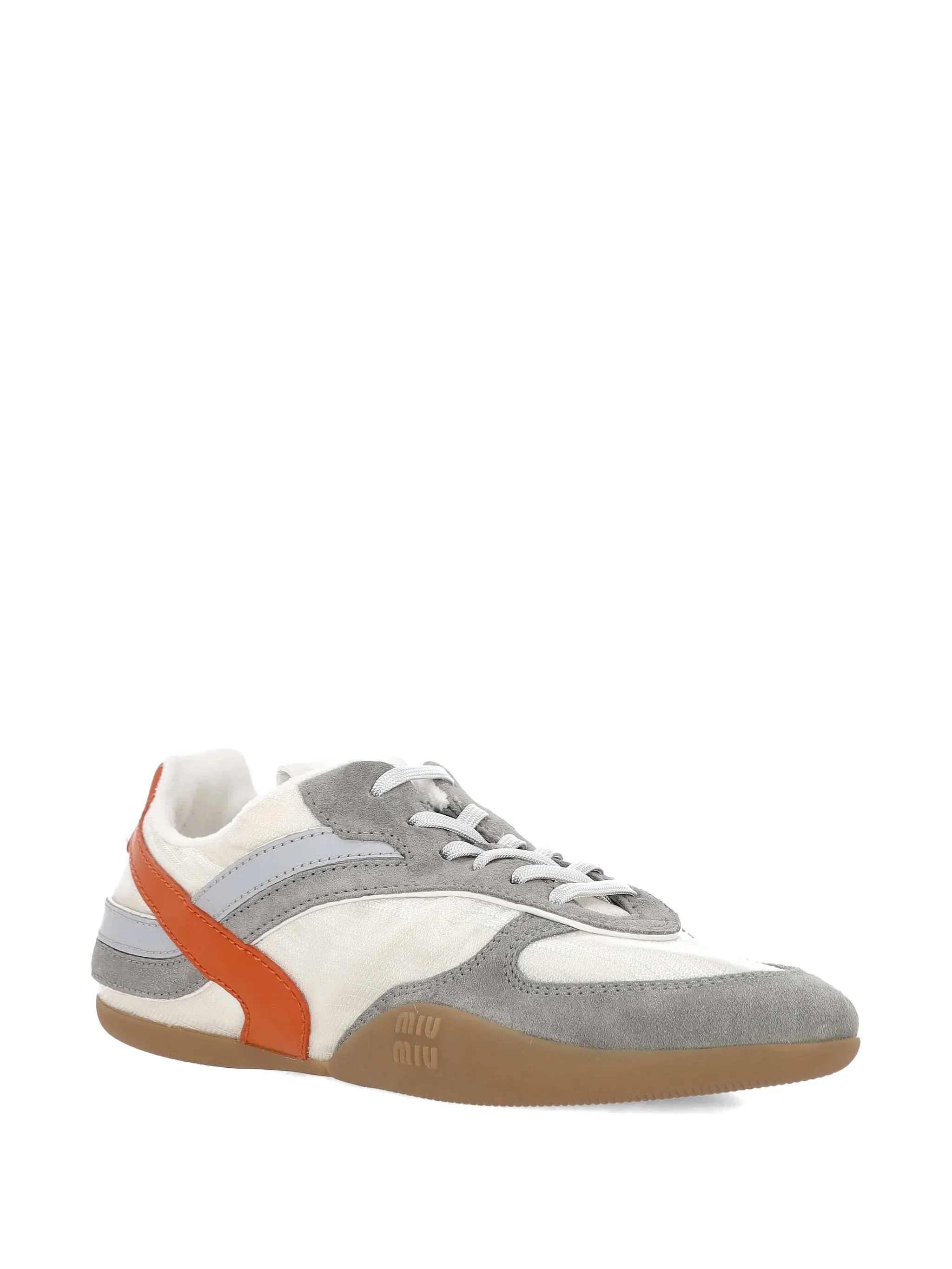 White/Grey Low-Profile Bold Orange Accents Sneakers - Image 2