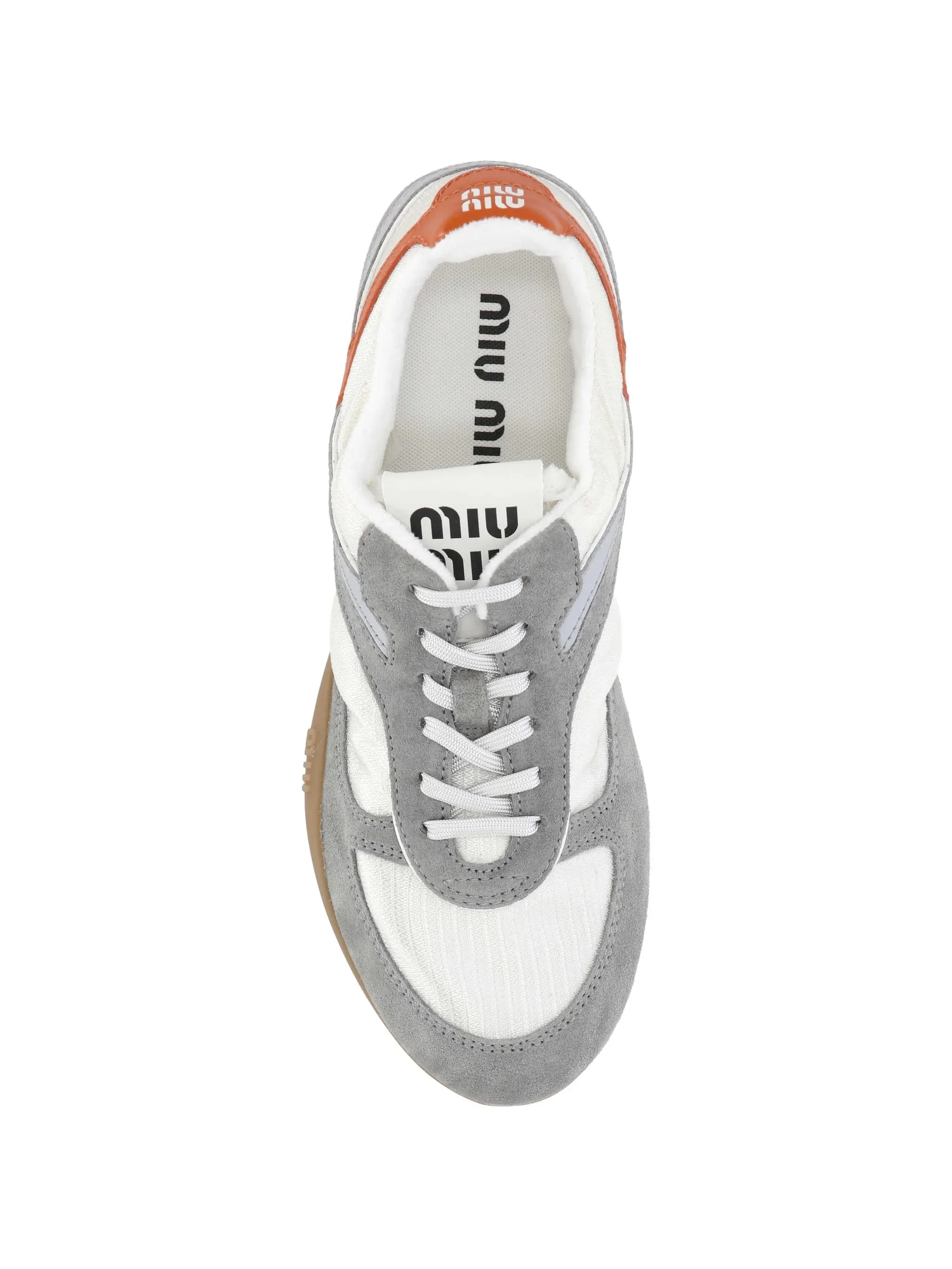 White/Grey Low-Profile Bold Orange Accents Sneakers - Image 4