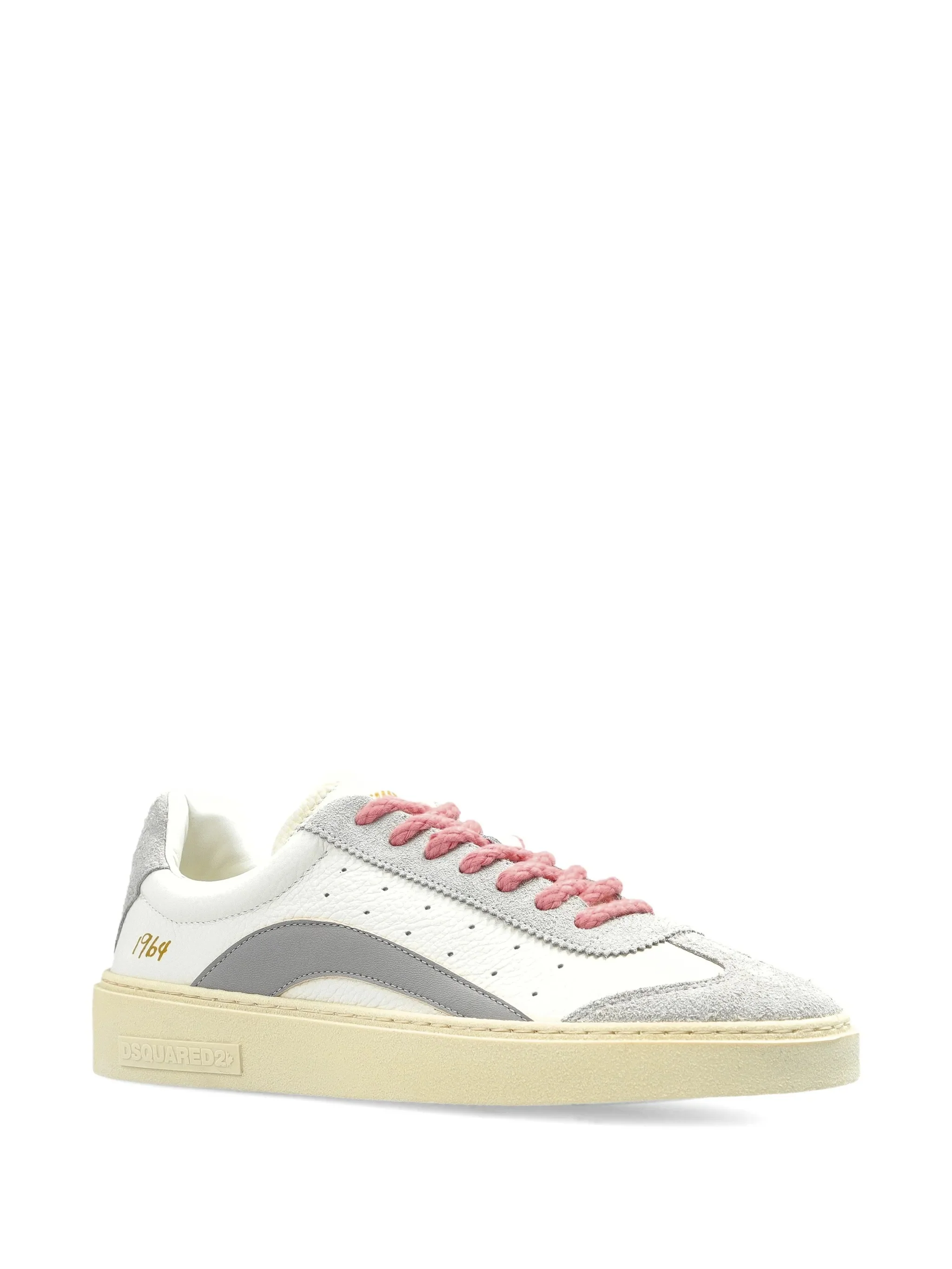 White/Grey Low-Top Suede Texture Sneakers - Image 2