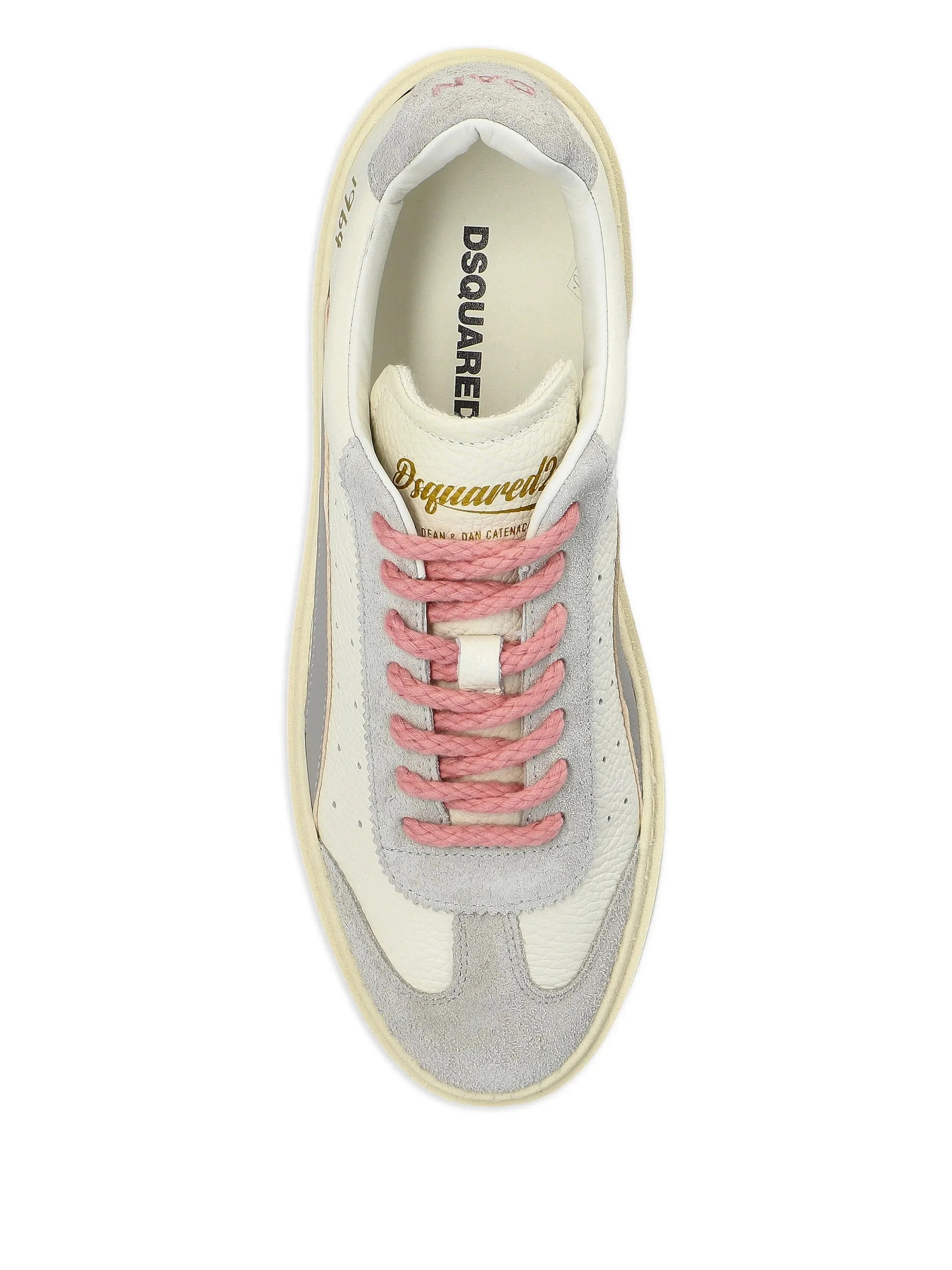 White/Grey Low-Top Suede Texture Sneakers - Image 4