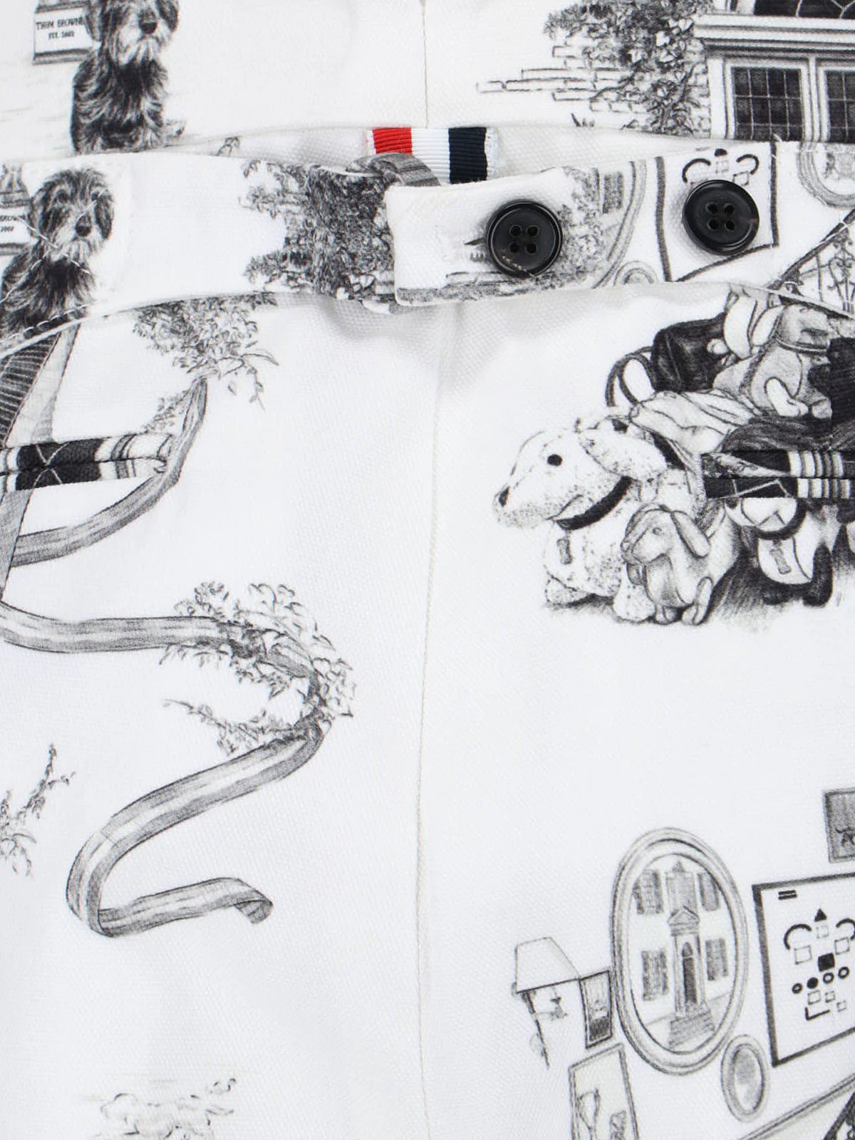 White Hector Toile Print Cotton Shorts - Image 5