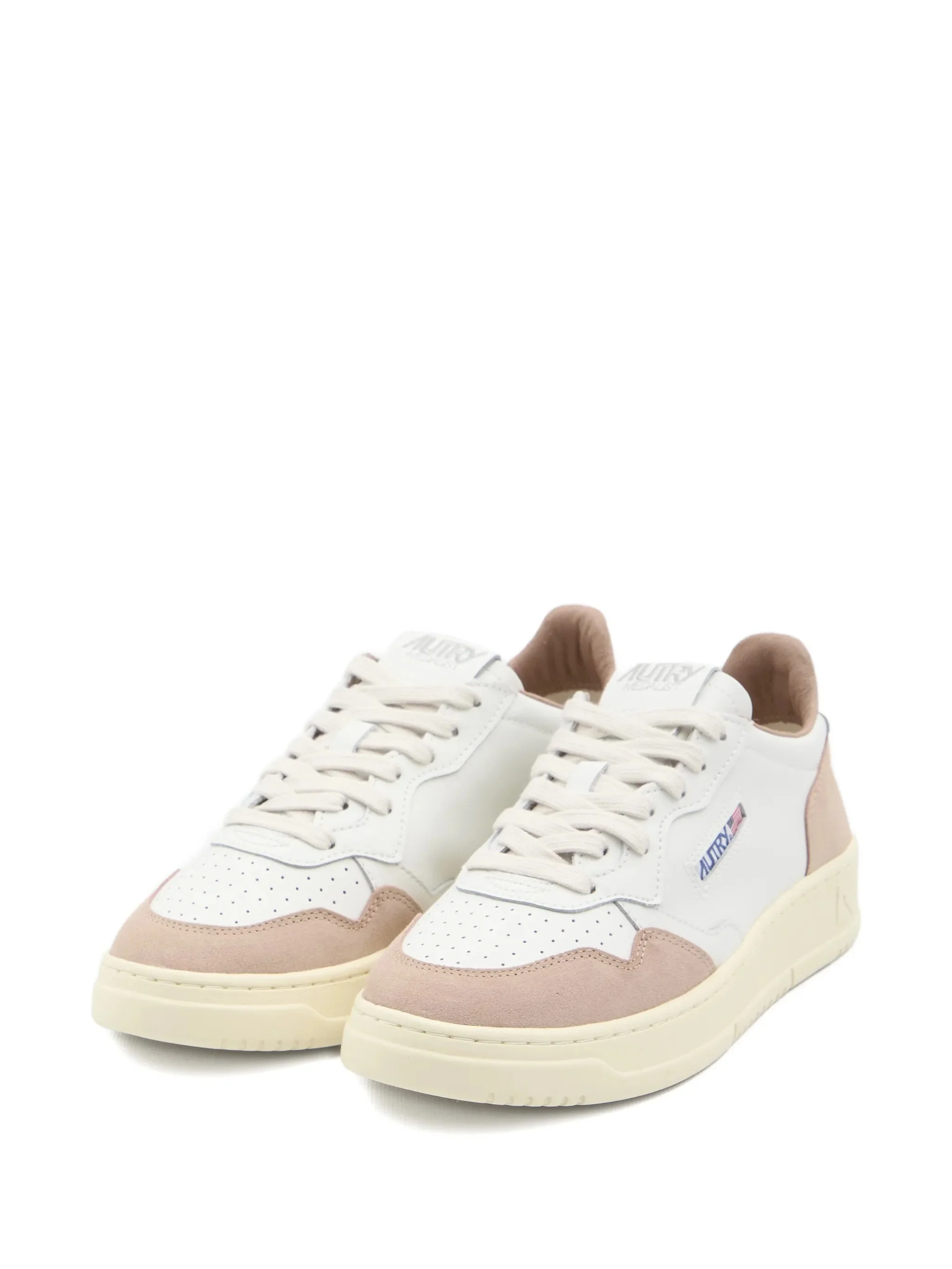 White Medalist Low Suede Overlay Sneakers - Image 2