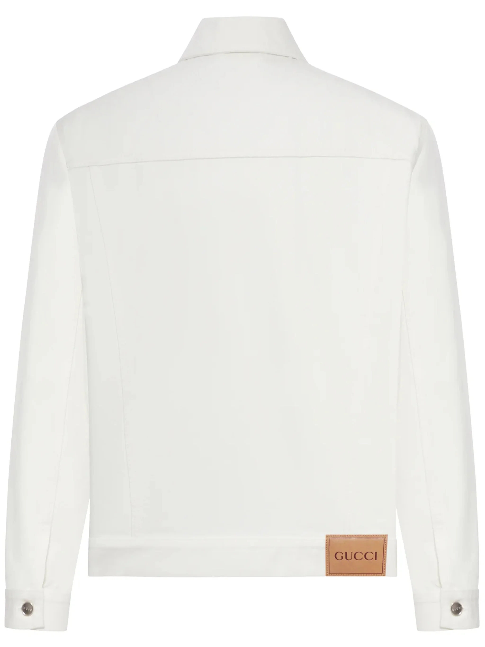 White Minimalist Classic Collar Cotton Jacket - Image 2