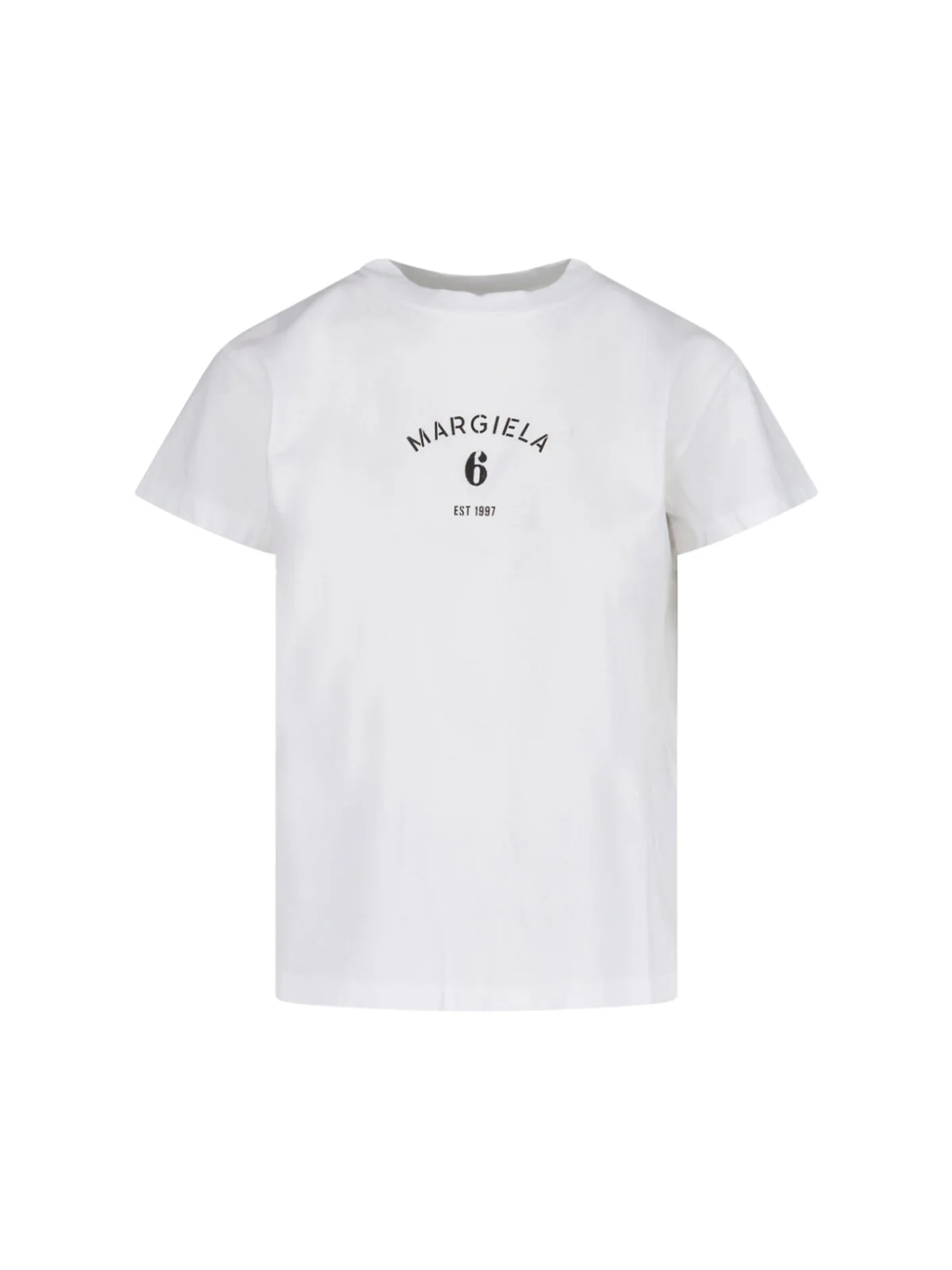 White Minimalist Logo Stitch Cotton T-Shirt