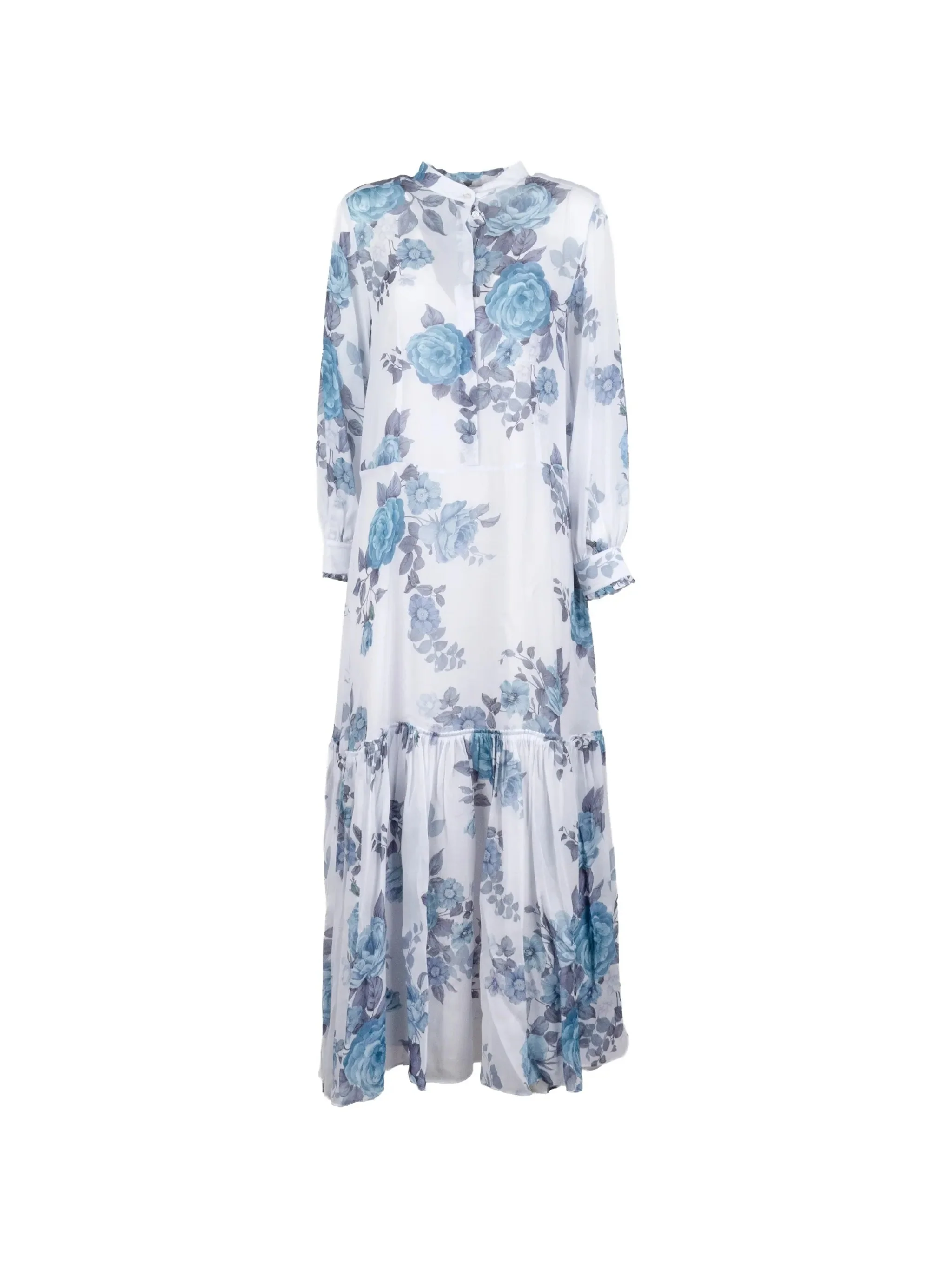 White Mulino Midi Floral Print Dress