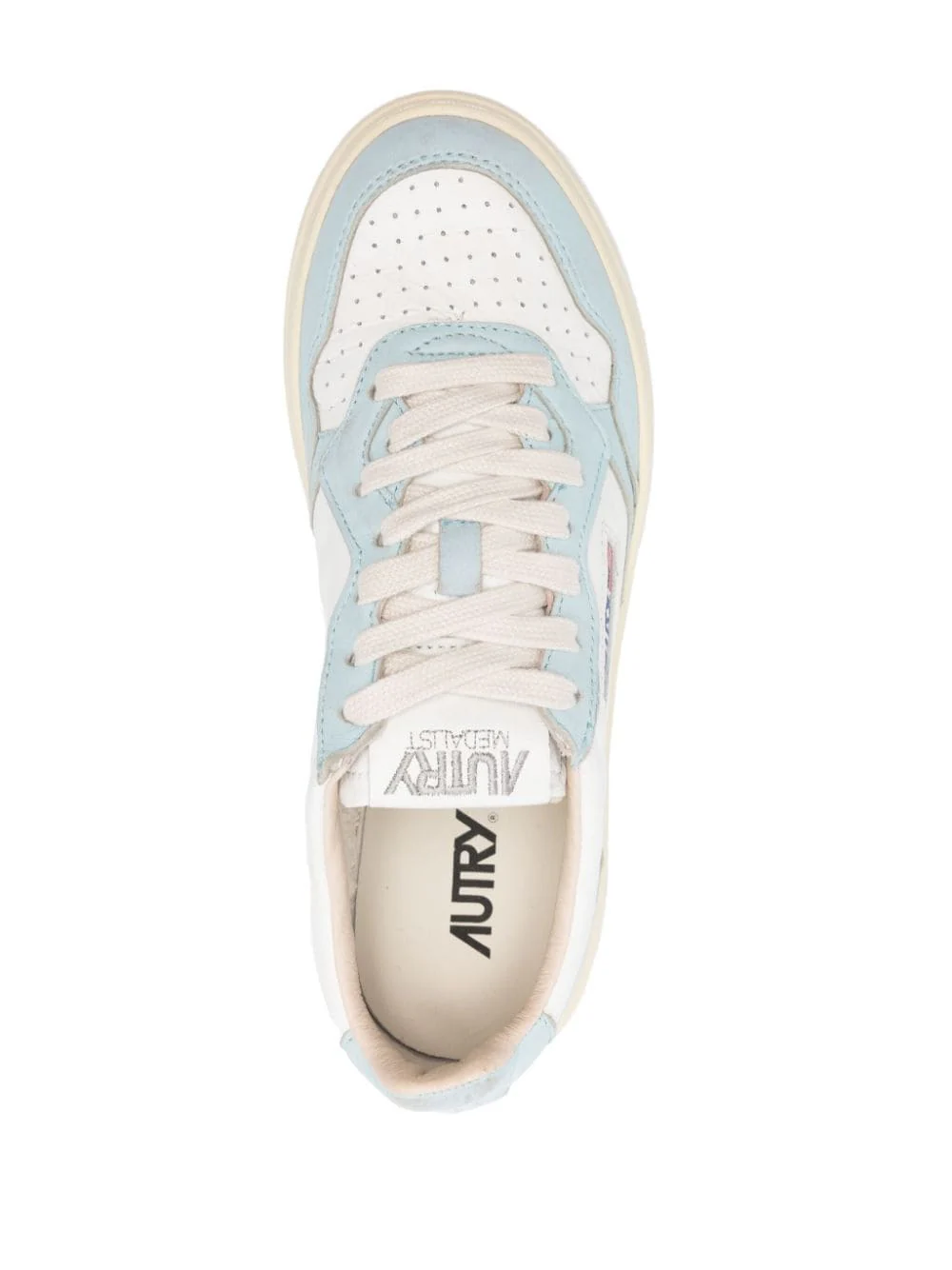 White Multicolour Perforated Calf Leather Sneakers - Image 4