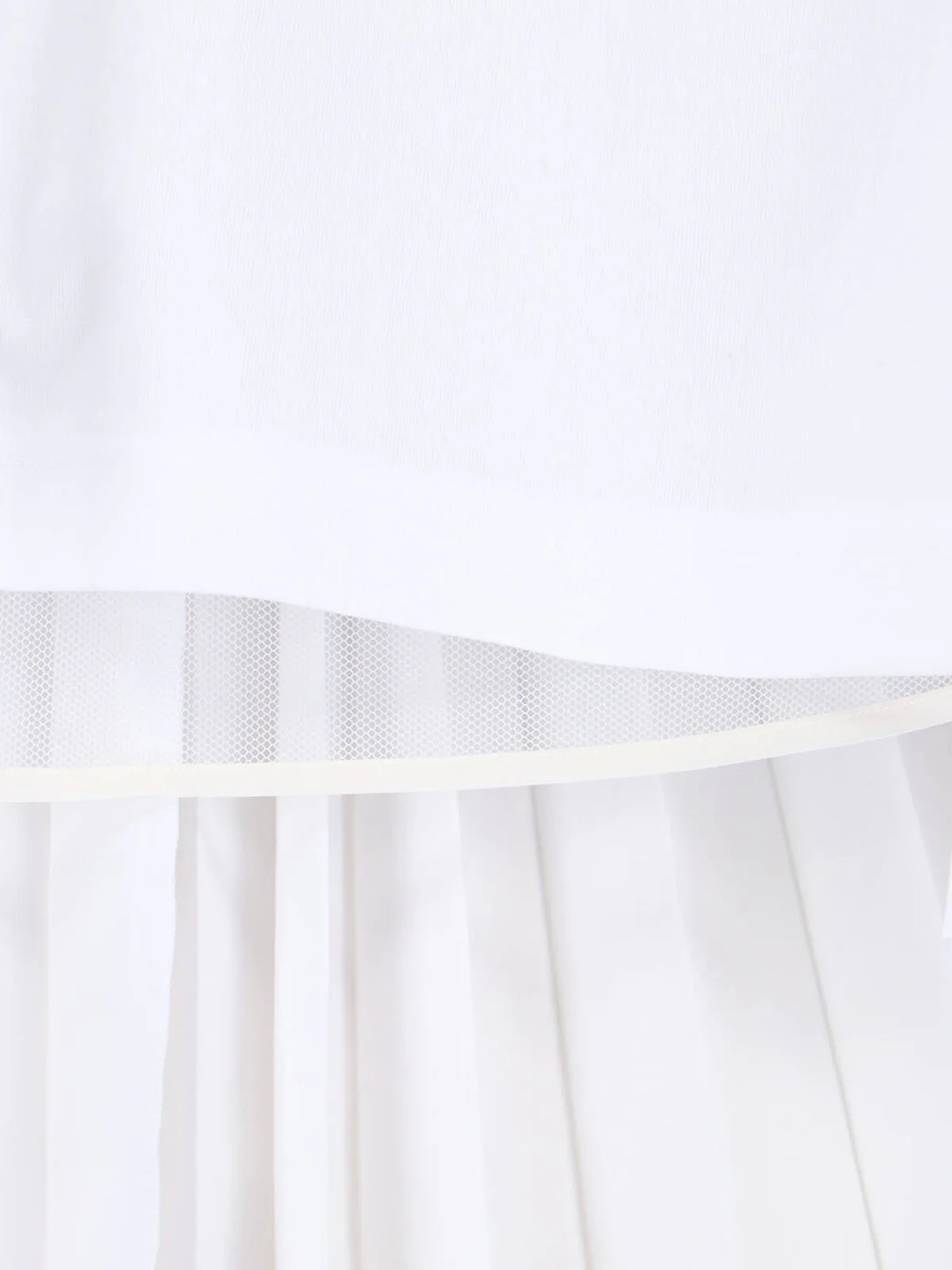 White Panel Design Pleated Cotton T-Shirt - Image 3