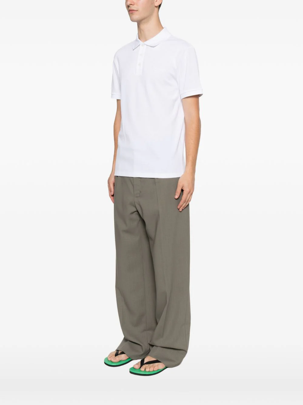 White Piqué Texture Embroidered Logo Polo - Image 3
