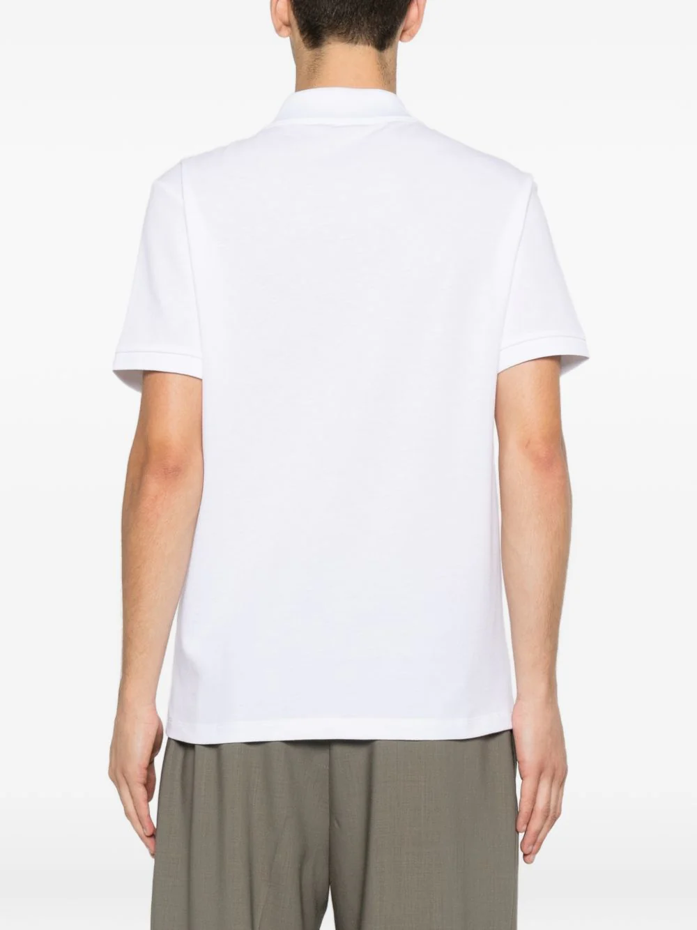 White Piqué Texture Embroidered Logo Polo - Image 5