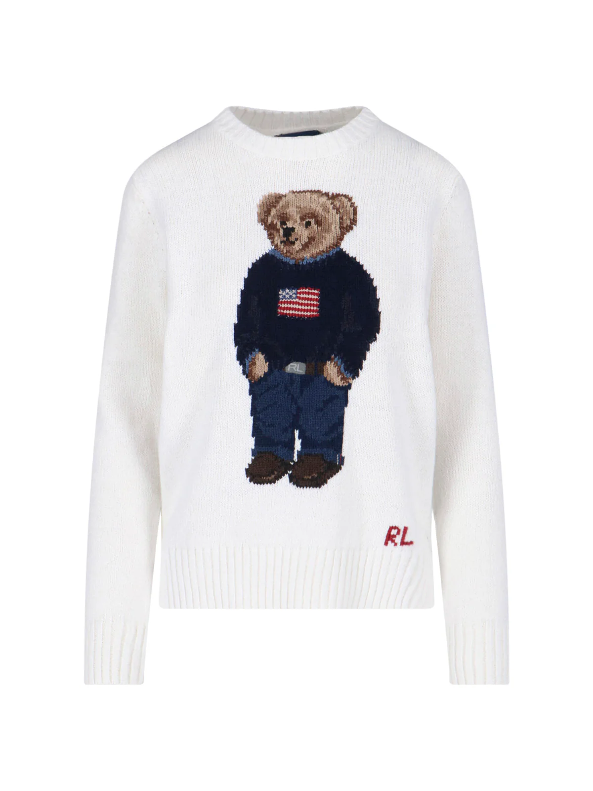White Polo Bear Knit Sweater