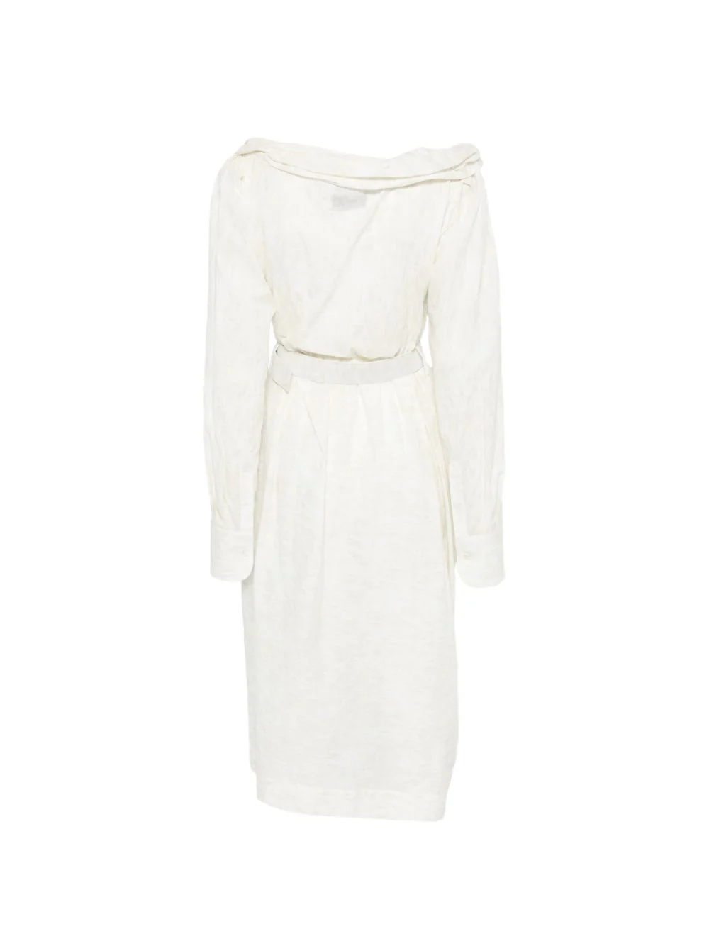 White Ruffled Detachable Belt Shirt Dress - Image 2