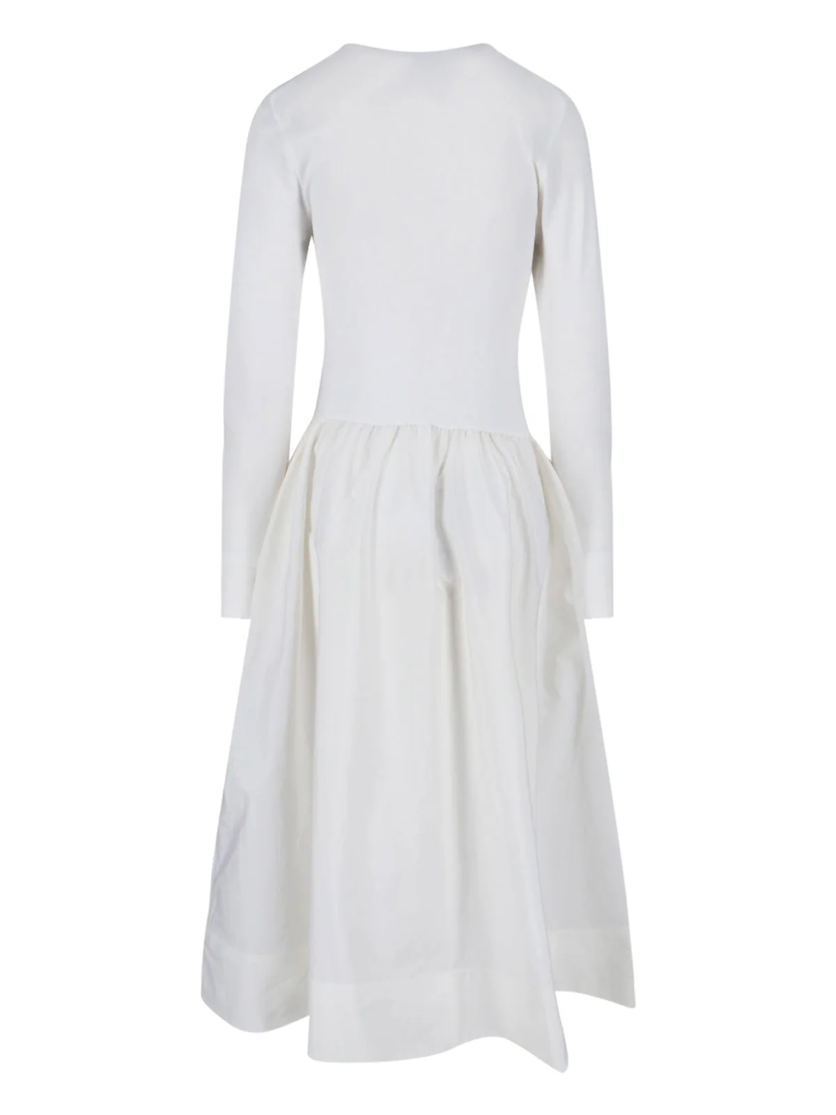 White Serafino Gathered Cotton Dress - Image 2