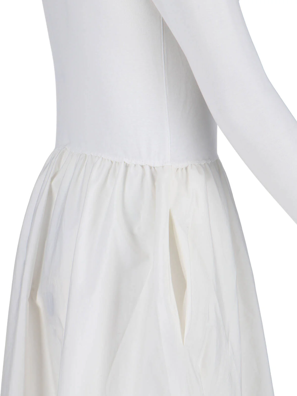 White Serafino Gathered Cotton Dress - Image 3