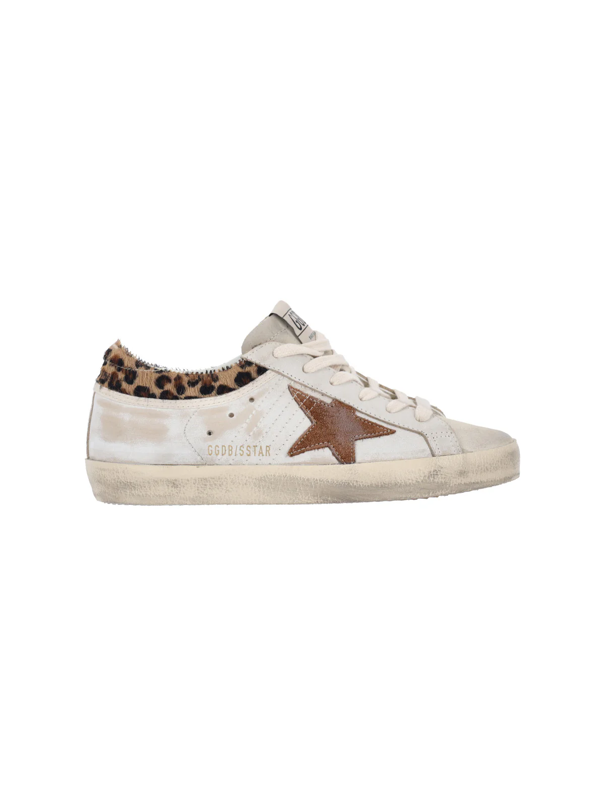 White Super-Star Distressed Calf Leather Sneakers