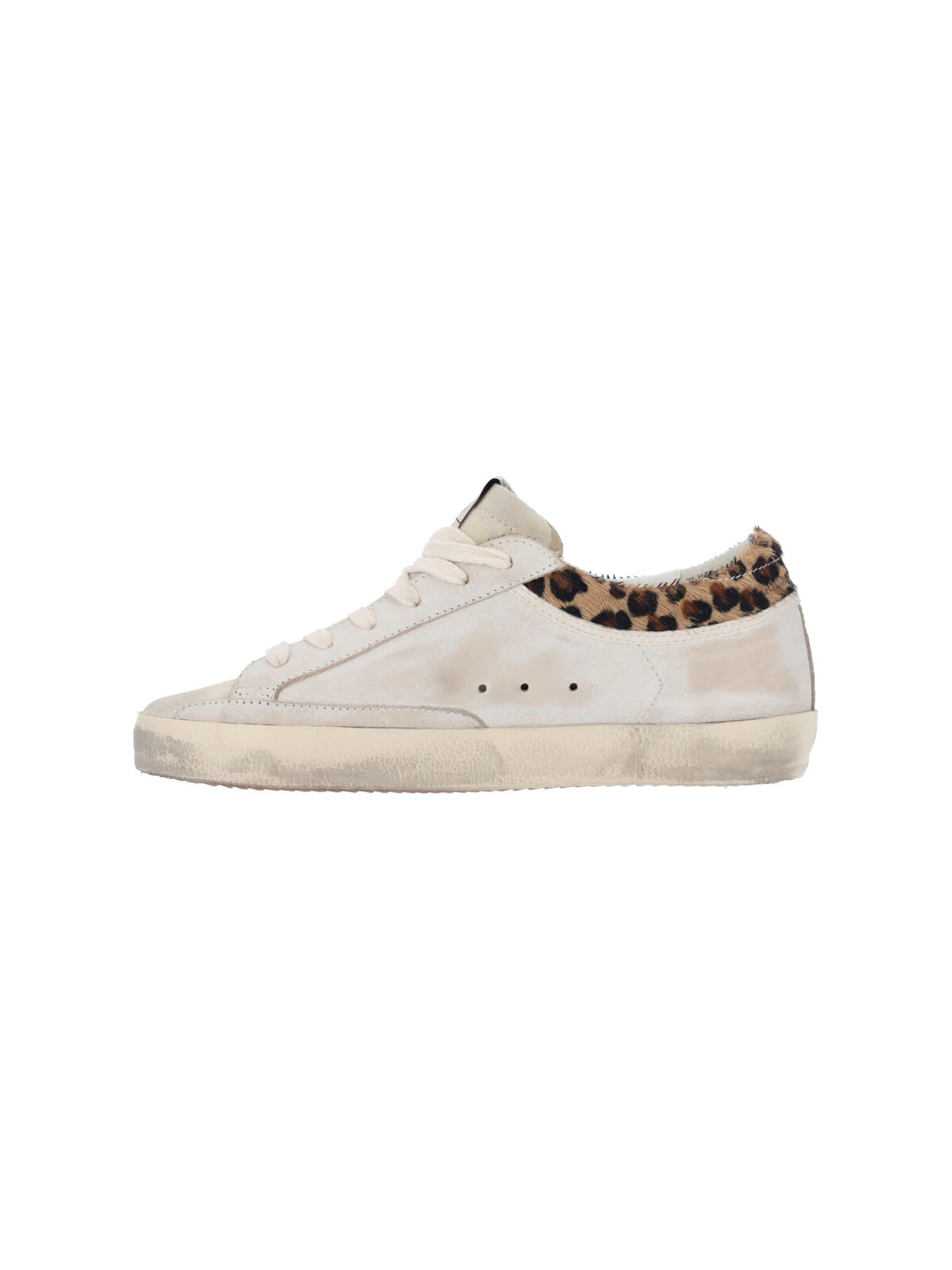 White Super-Star Distressed Calf Leather Sneakers - Image 3