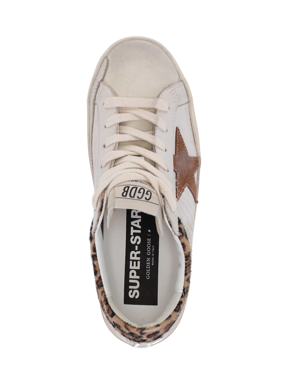 White Super-Star Distressed Calf Leather Sneakers - Image 5