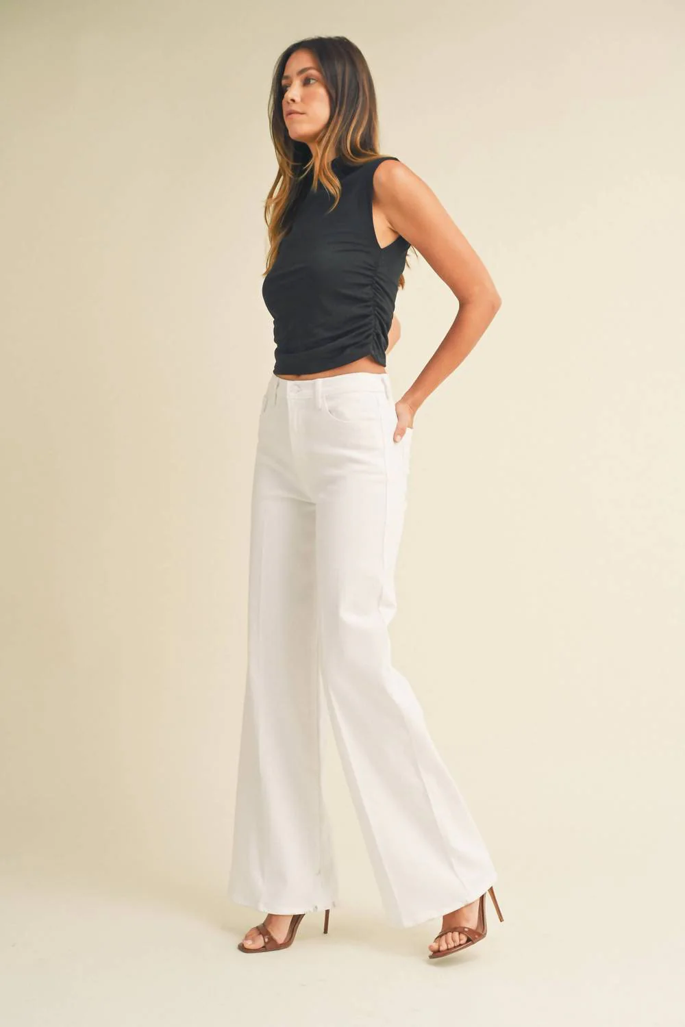 Whitney Palazzo Jeans In White - Image 3