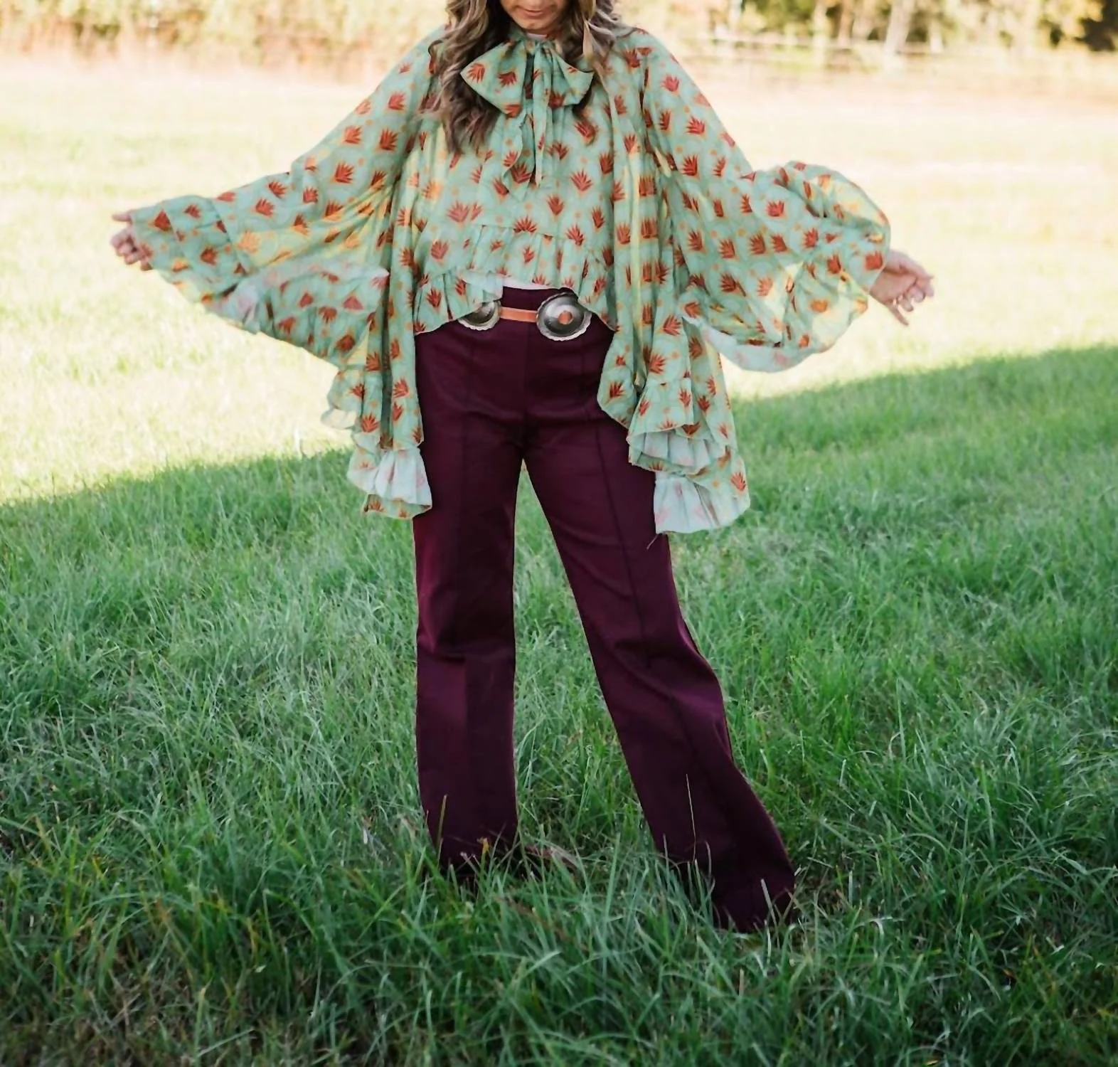 Whitney Wide Leg Pants In Cabernet - Image 3