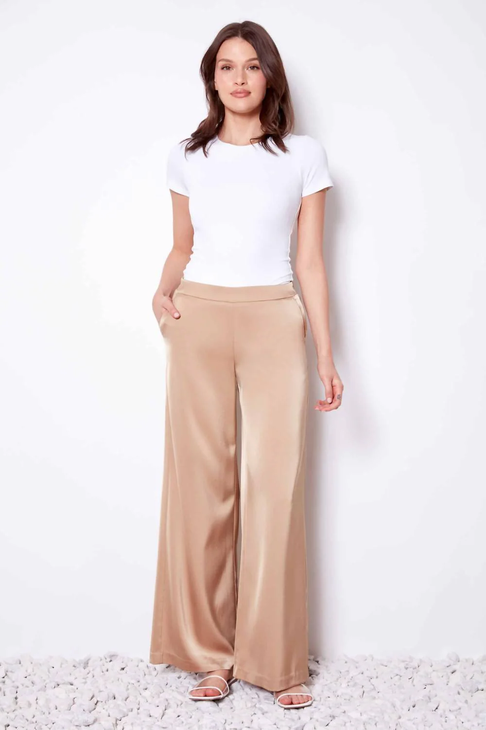 Wide Leg Belize Pants In Almond