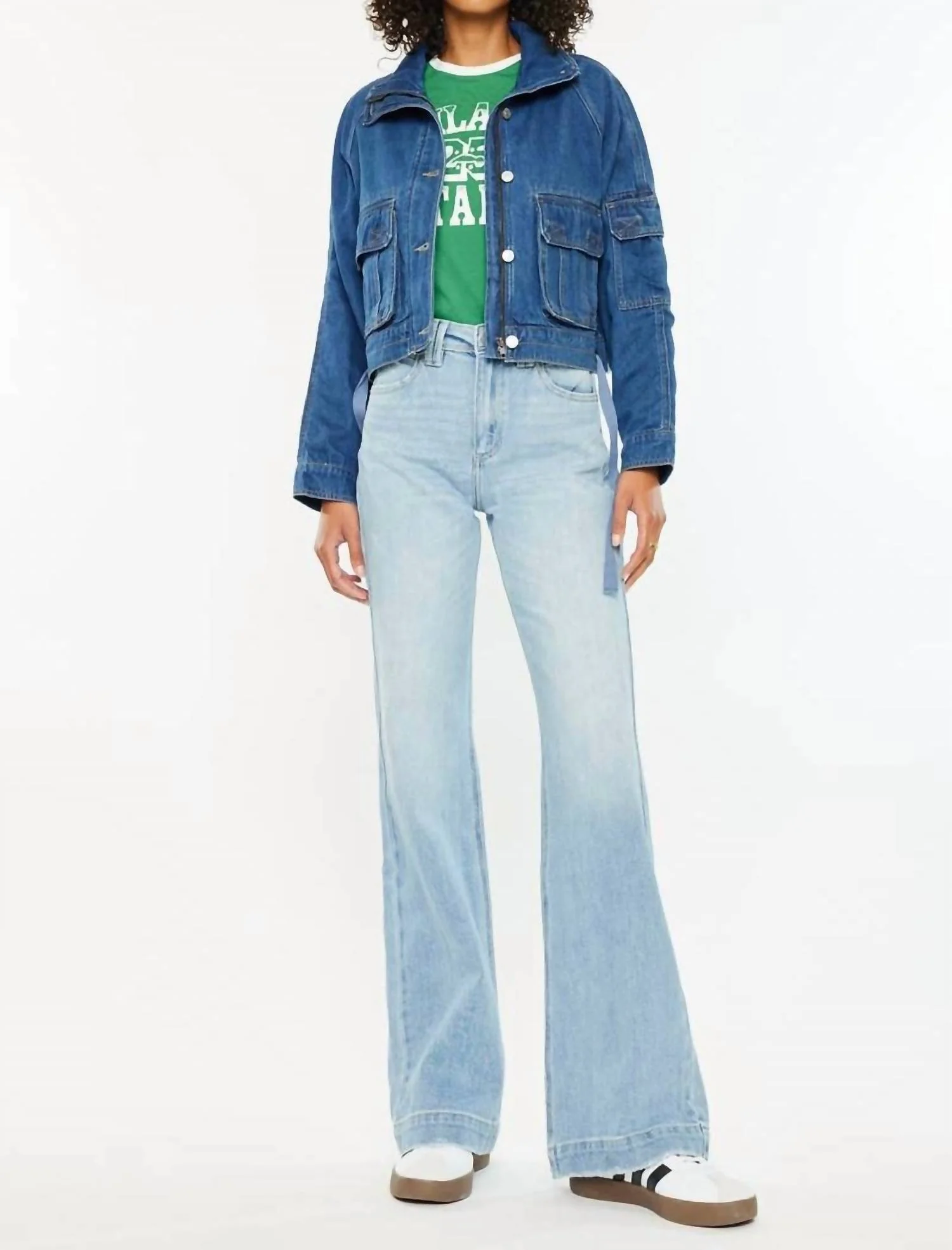 Wide Leg Flare Jeans In Light Wash