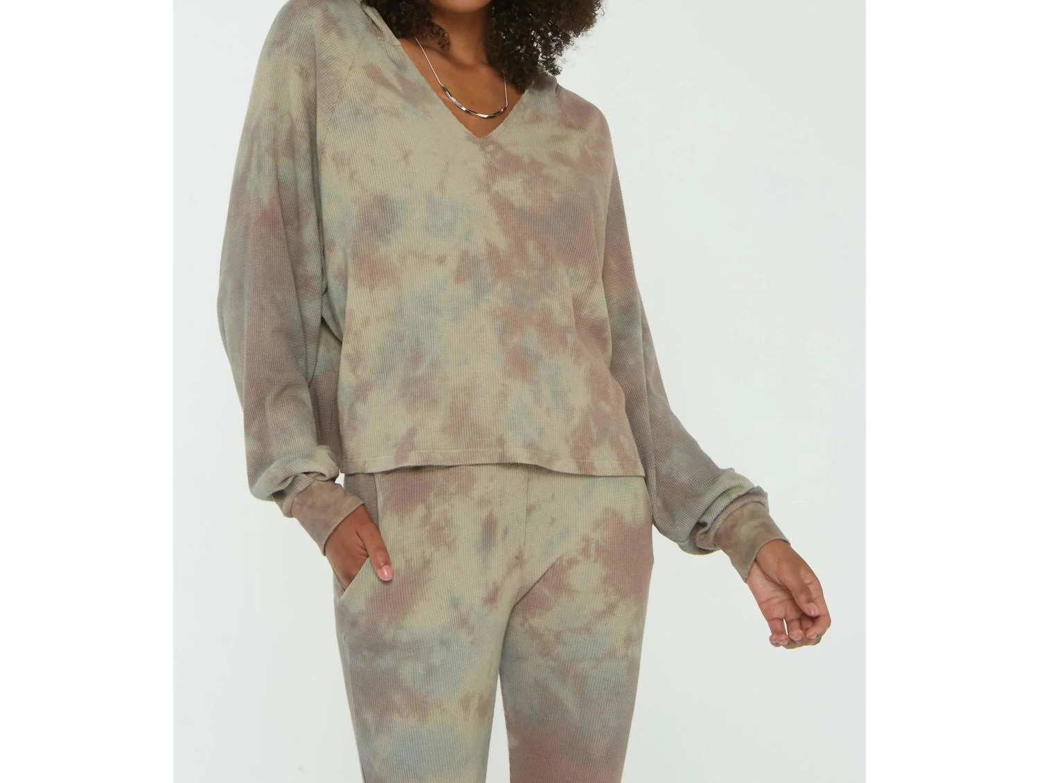 Wilderness Tie Dye Thermal Hoodie In Olive Tie Dye