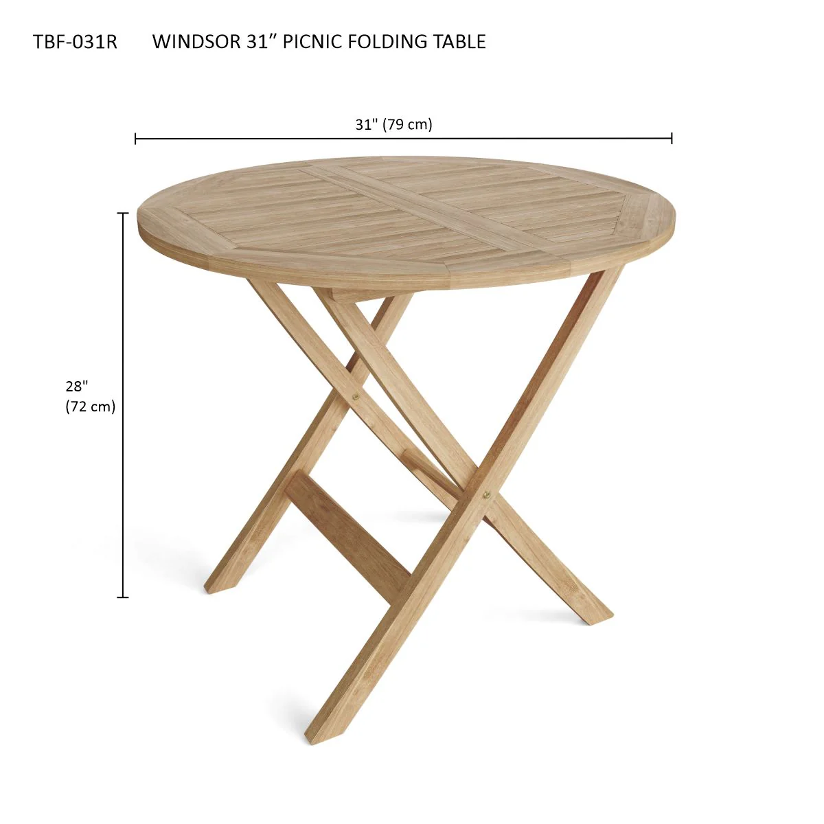 Windsor 31" Round Picnic Folding Table - Image 4