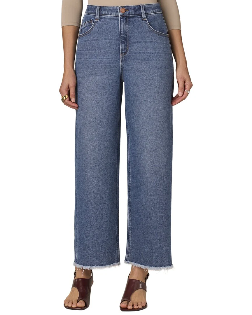 Wit & Wisdom Mid Blue Wyatt Skyrise Round Up Wide Leg Boyfriend Jean