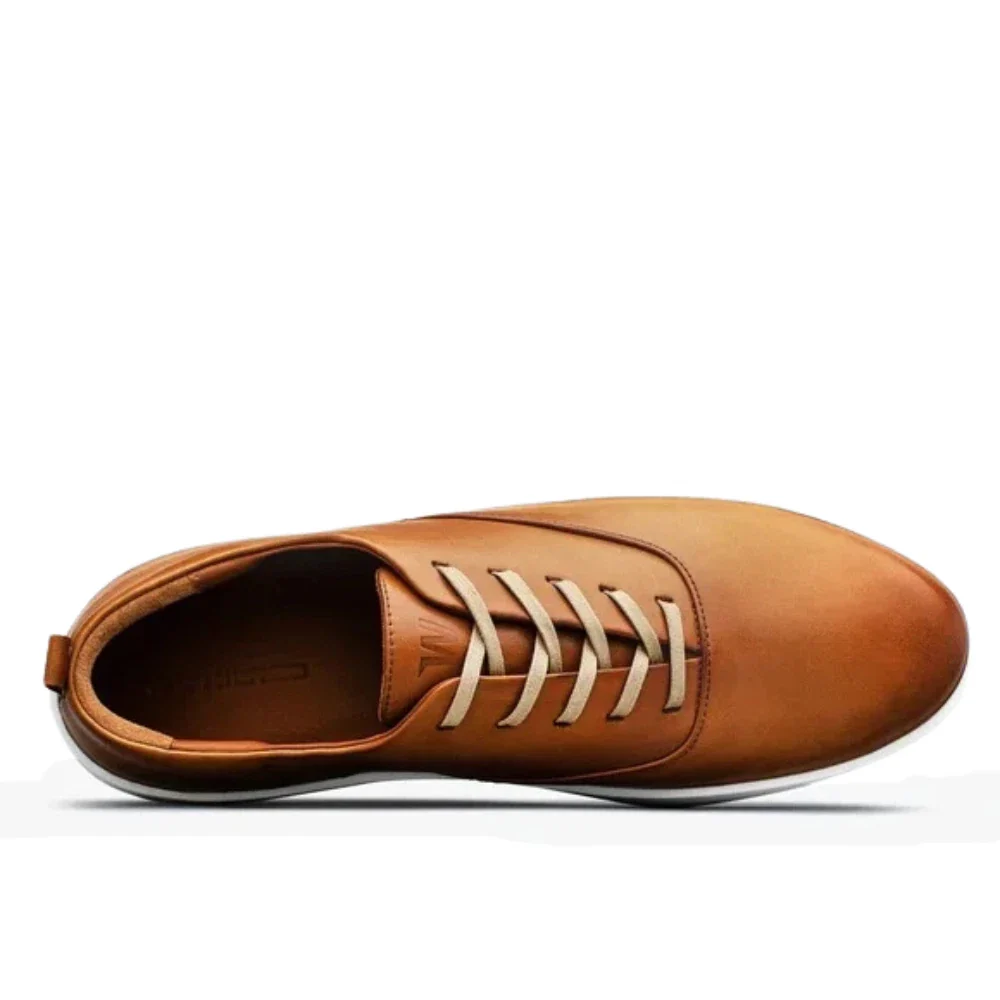 Wolf & Shepherd Cruise Mens Honey Leather Lace Up Platform Shoes HAWK1230 - Image 2