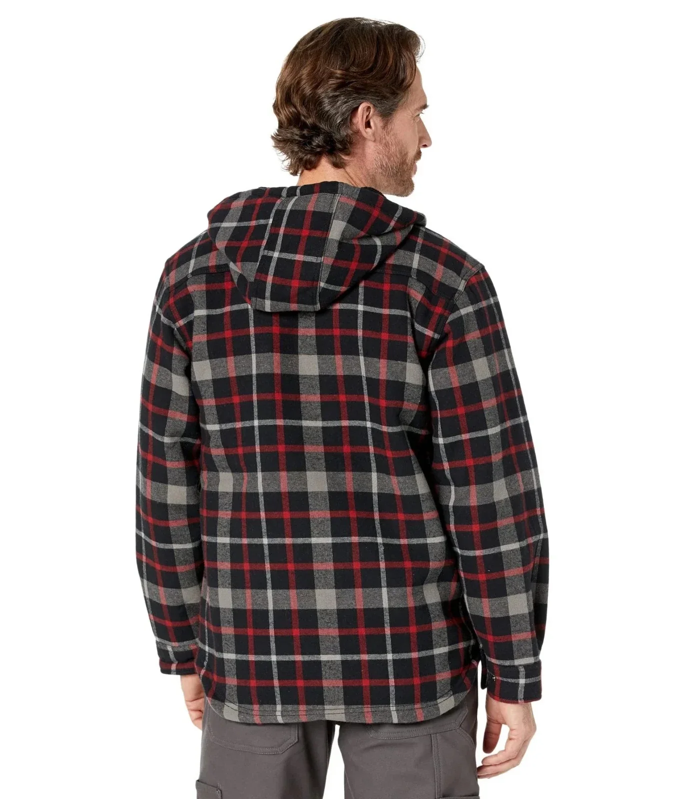 Wolverine Bucksaw Shirt Jacket Men's Red Plaid Sherpa Fleece Hooded RED626 - Image 2