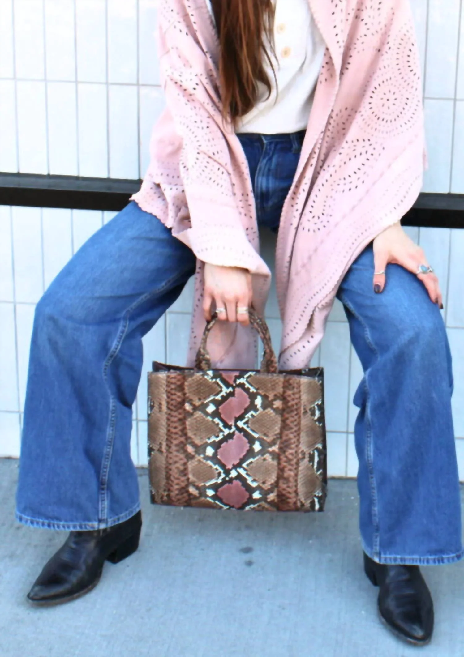 Women's Adele Handbag In Brown Multi Python - Image 3