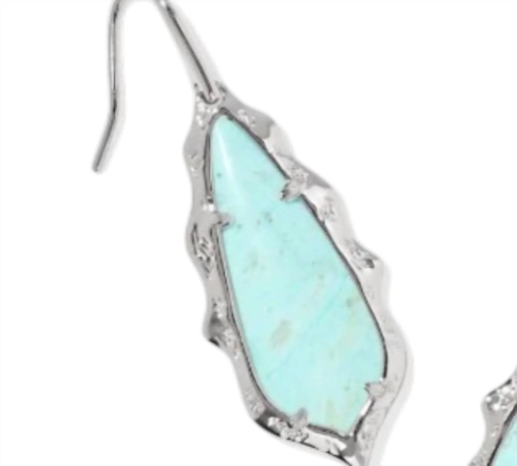 Women's Adriana Scallop Frame Drop Earrings In Silver Sea Green Chrysocolla - Image 2