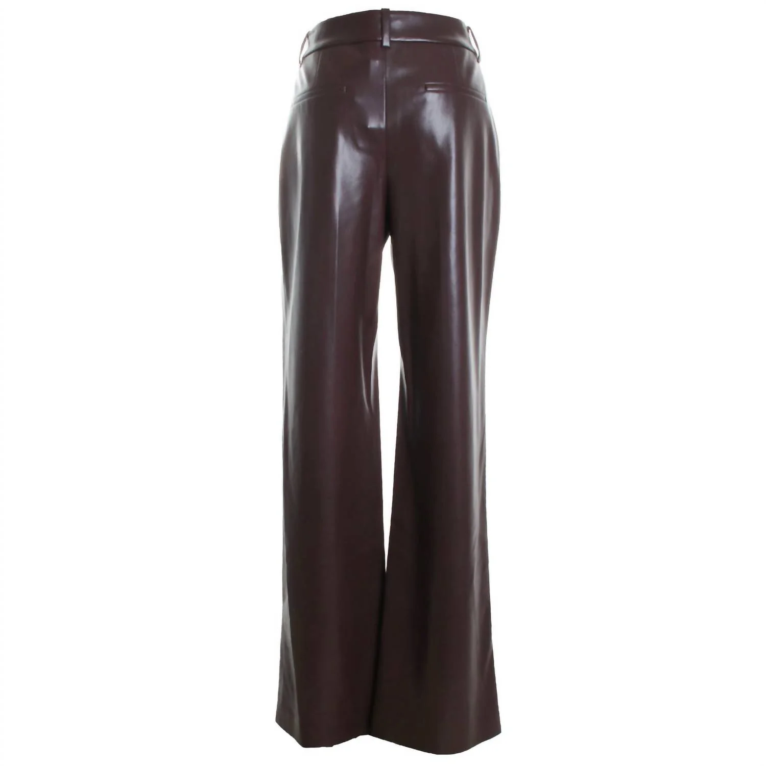 Women's Alexander High Rise Vegan Leather Slim Straight Trouser In Dark Chocolate - Image 3
