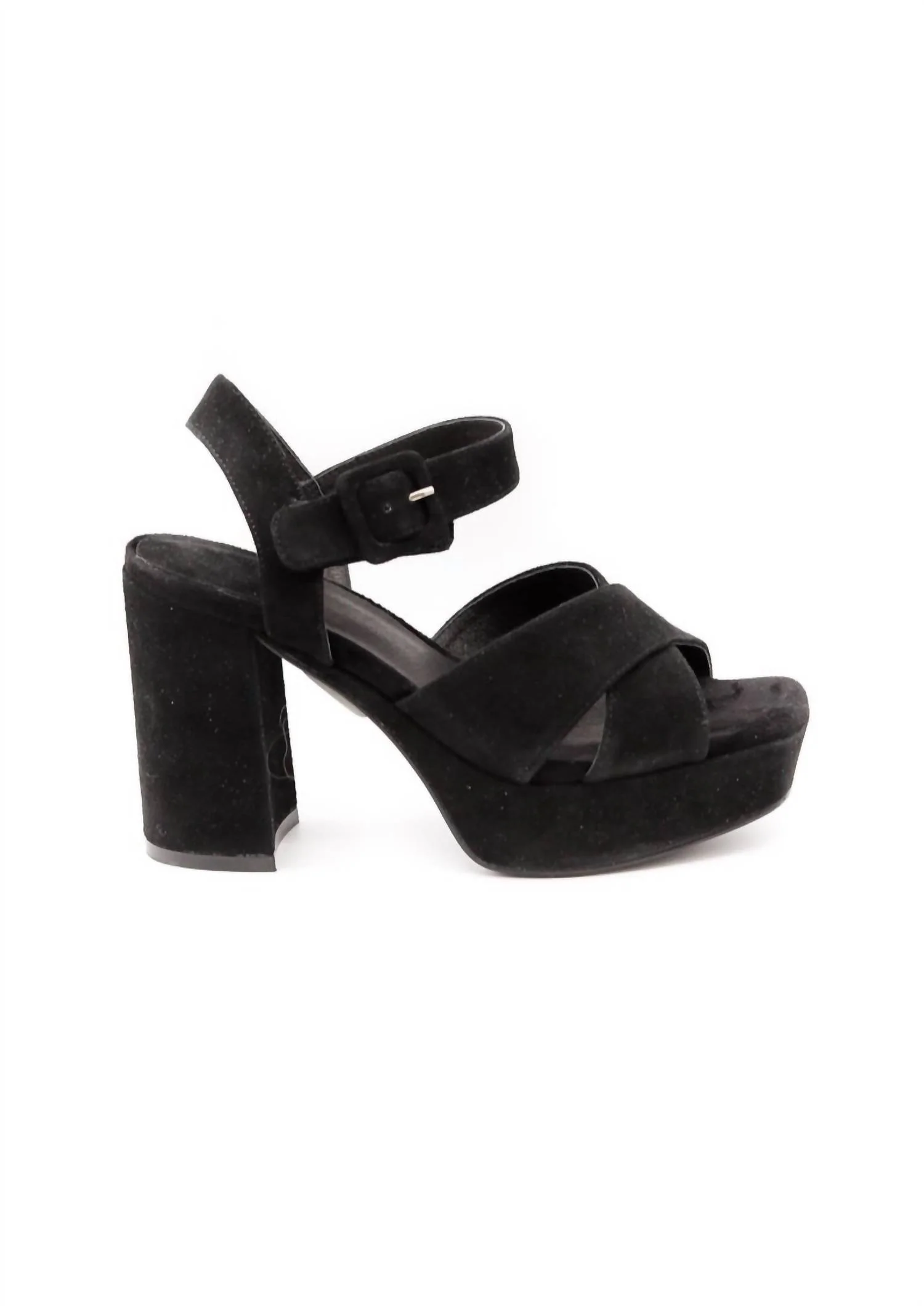 Women's Amma Platform Heels In Black Suede - Image 2
